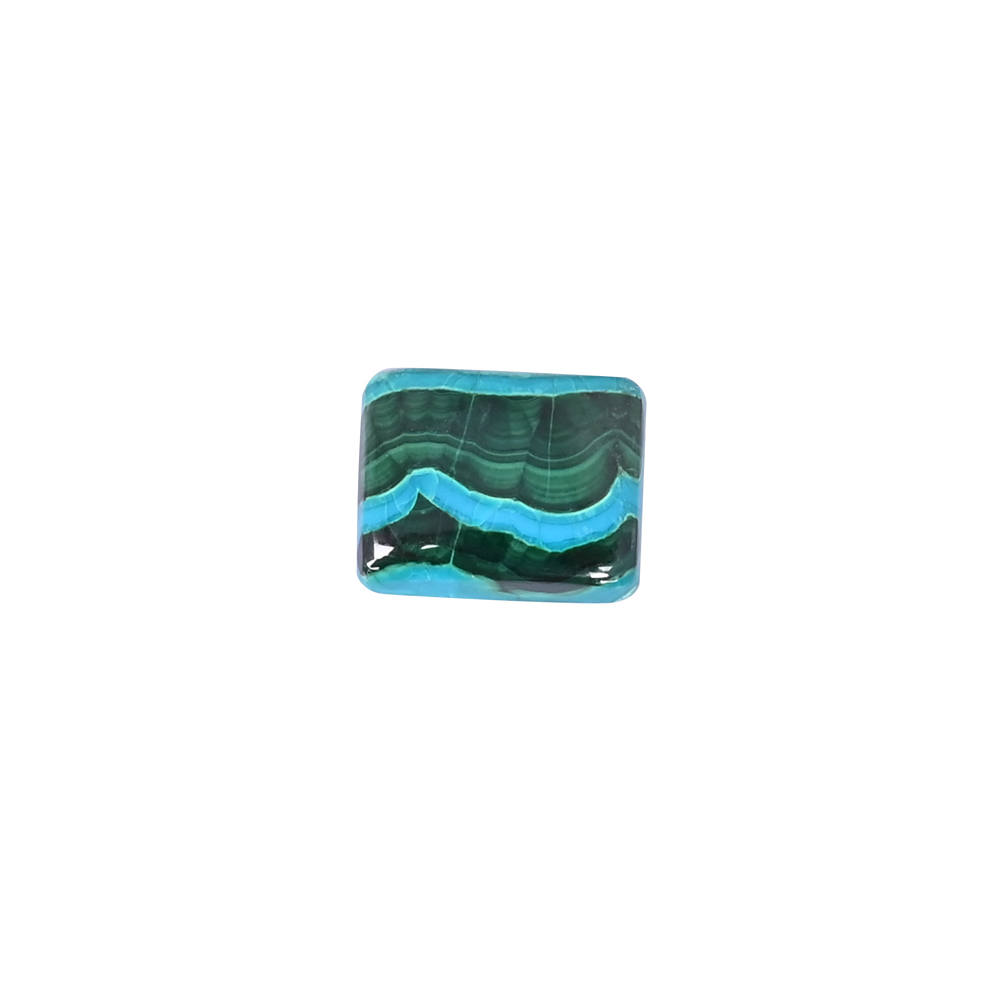 Natural Chrysocolla malachite Loose Gemstone -94 Carat Rectangle 15x12 mm Flat-back Cabochon for Jewelry Making 1 Pcs