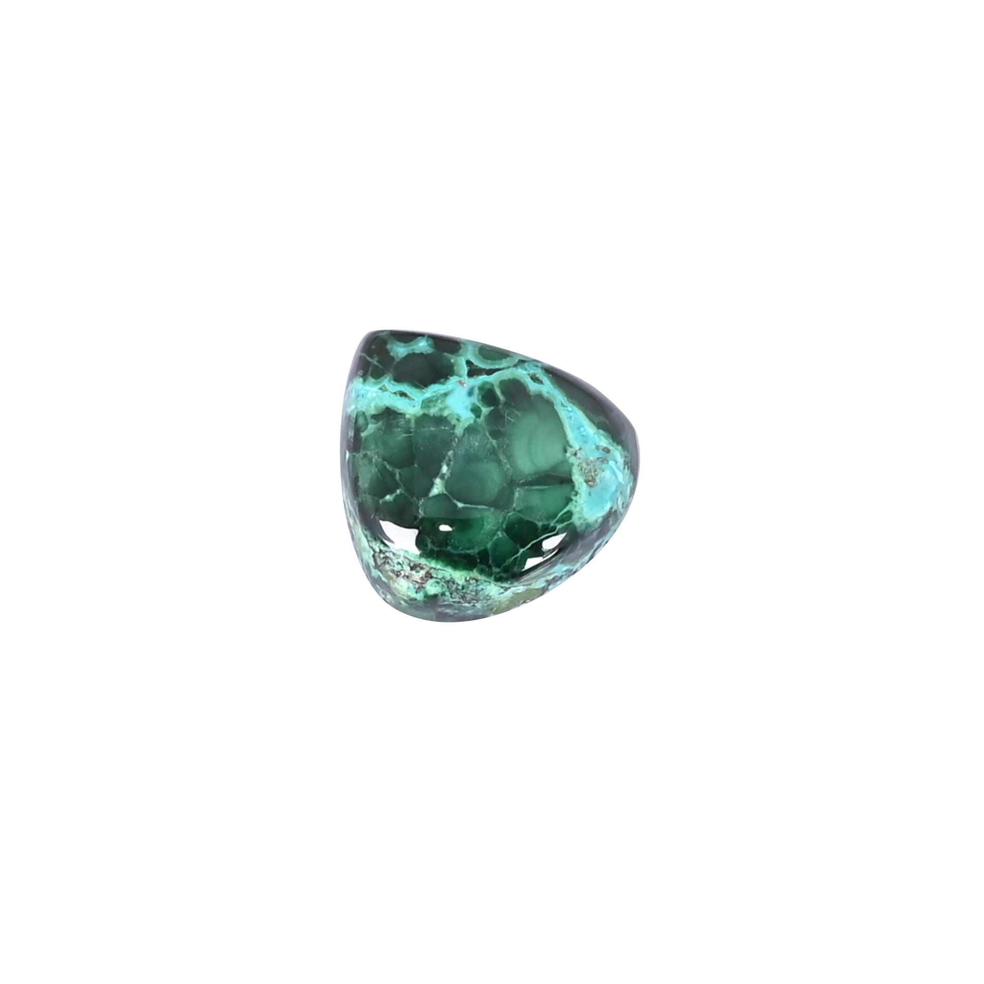 Natural Chrysocolla malachite Loose Gemstone -10 Carat Pear 16x15 mm Flat-back Cabochon for Jewelry Making 1 Pcs
