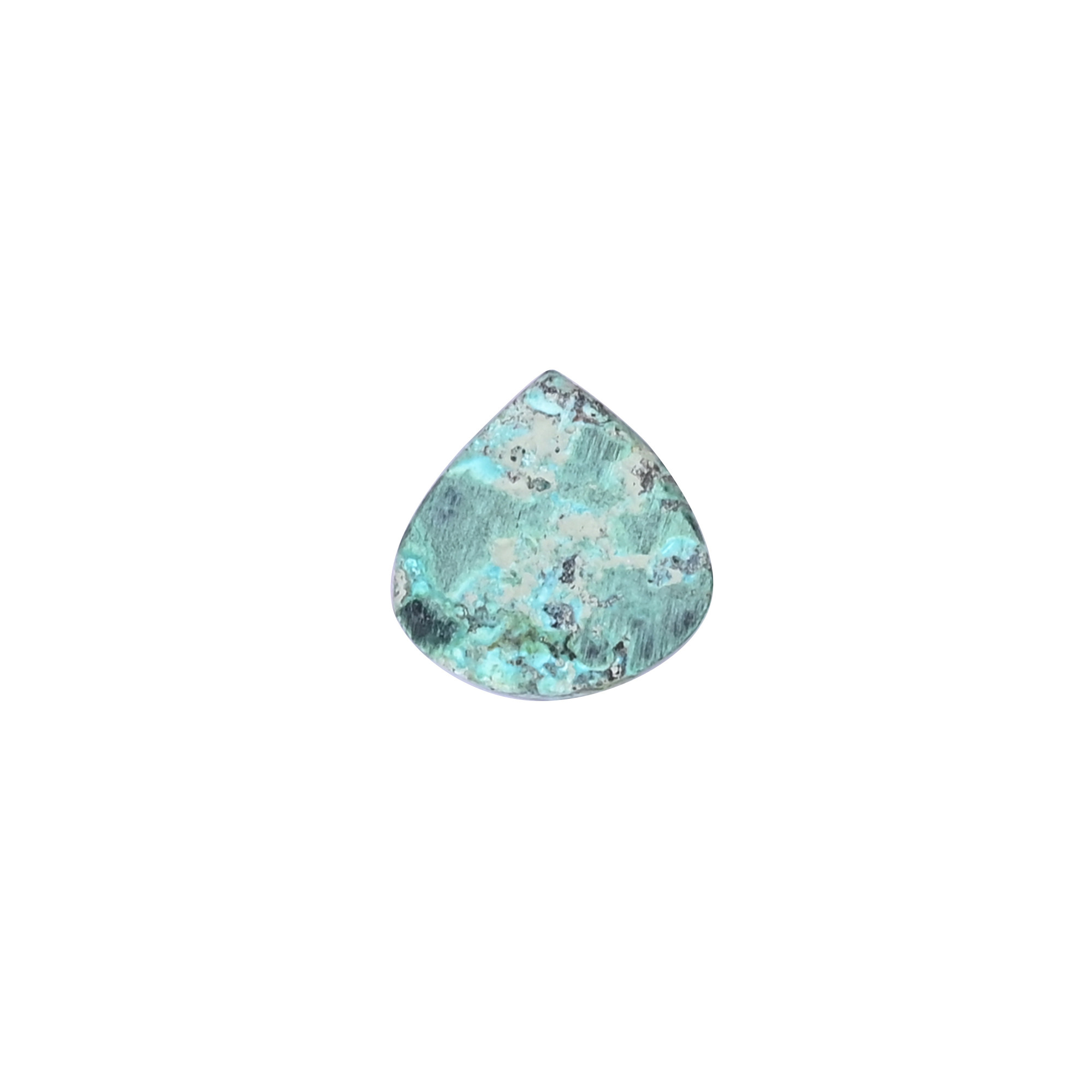 Natural Chrysocolla malachite Loose Gemstone -10 Carat Pear 16x15 mm Flat-back Cabochon for Jewelry Making   1 Pcs