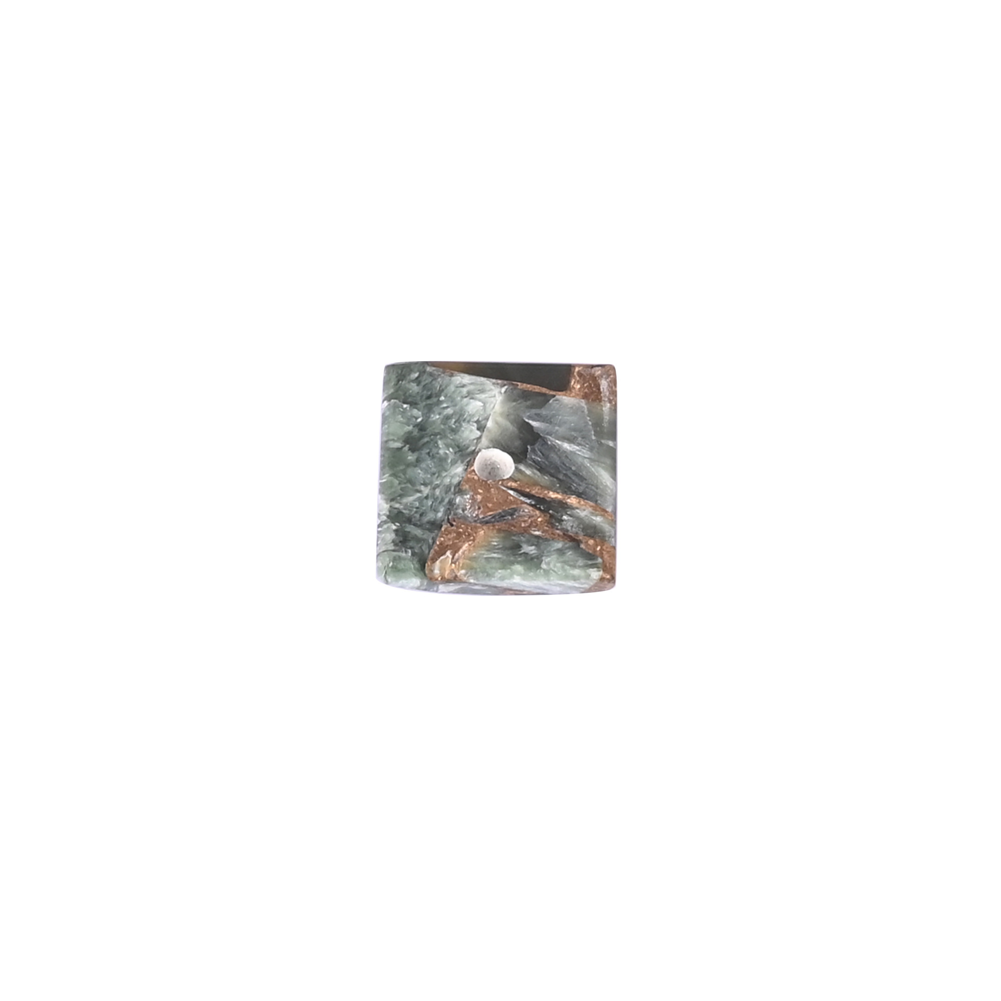 Natural Seraphinite Copper Loose Gemstone 82 Carat Square 13x13 mm Flat-back Cabochon for Jewelry Making 1 Pcs