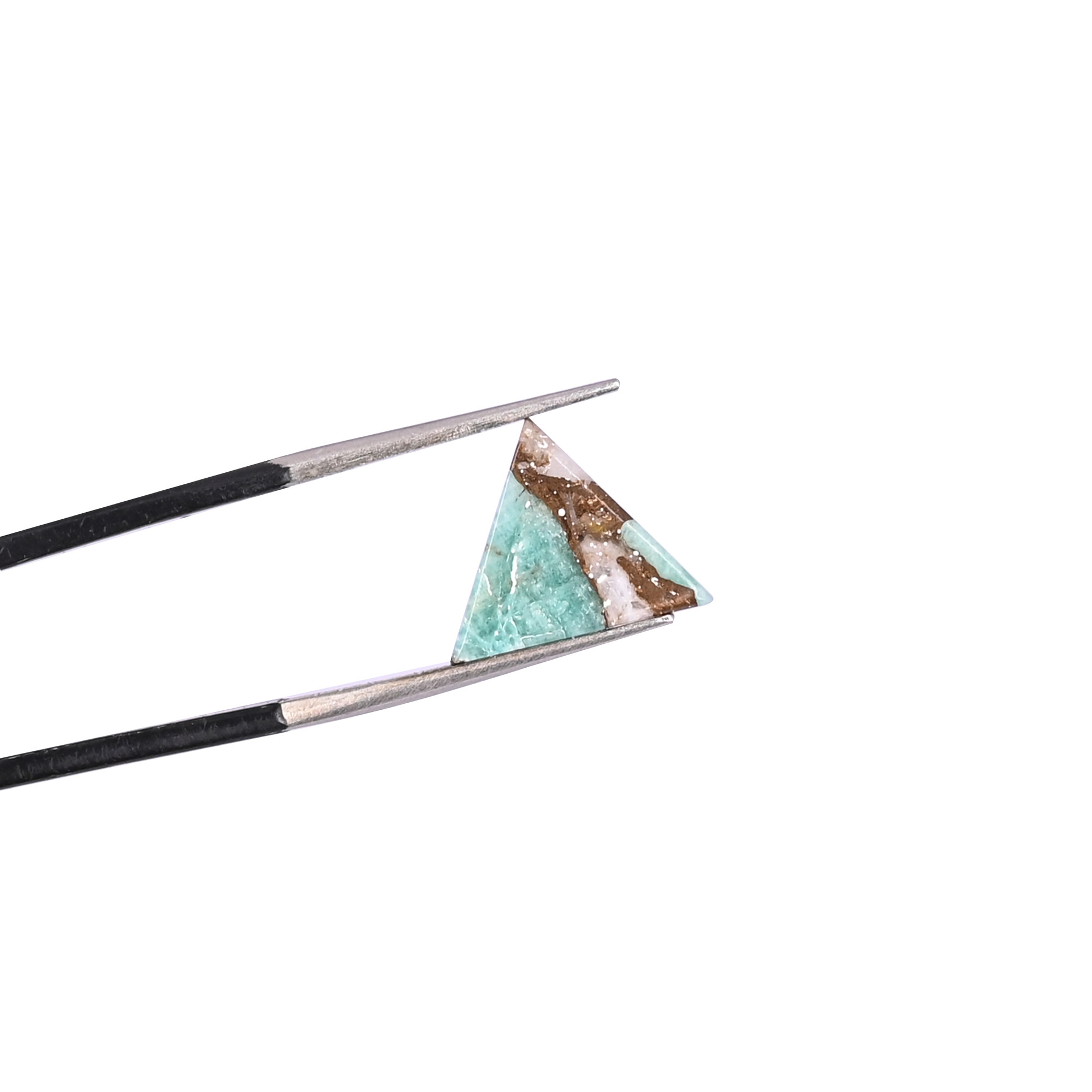 Natural Amazonite Copper Loose Gemstone 21 Carat Triangle 11x11 mm Flat-back Cabochon for Jewelry Making 1 Pcs