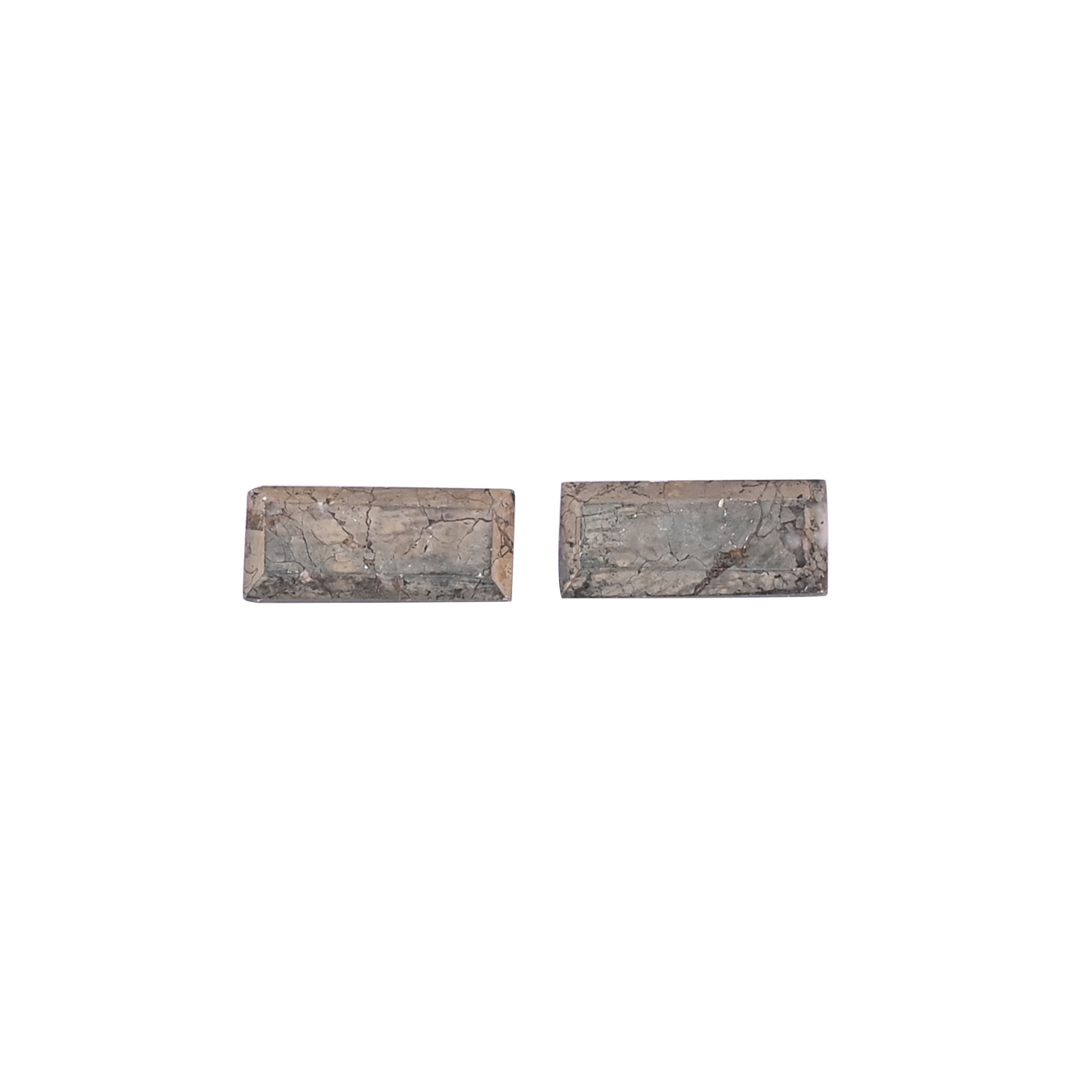 Natural Pyrite Loose Gemstone -64 Carat Rectangle 14x6 mm Flat-back Cabochon for Jewelry Making   1 Pcs