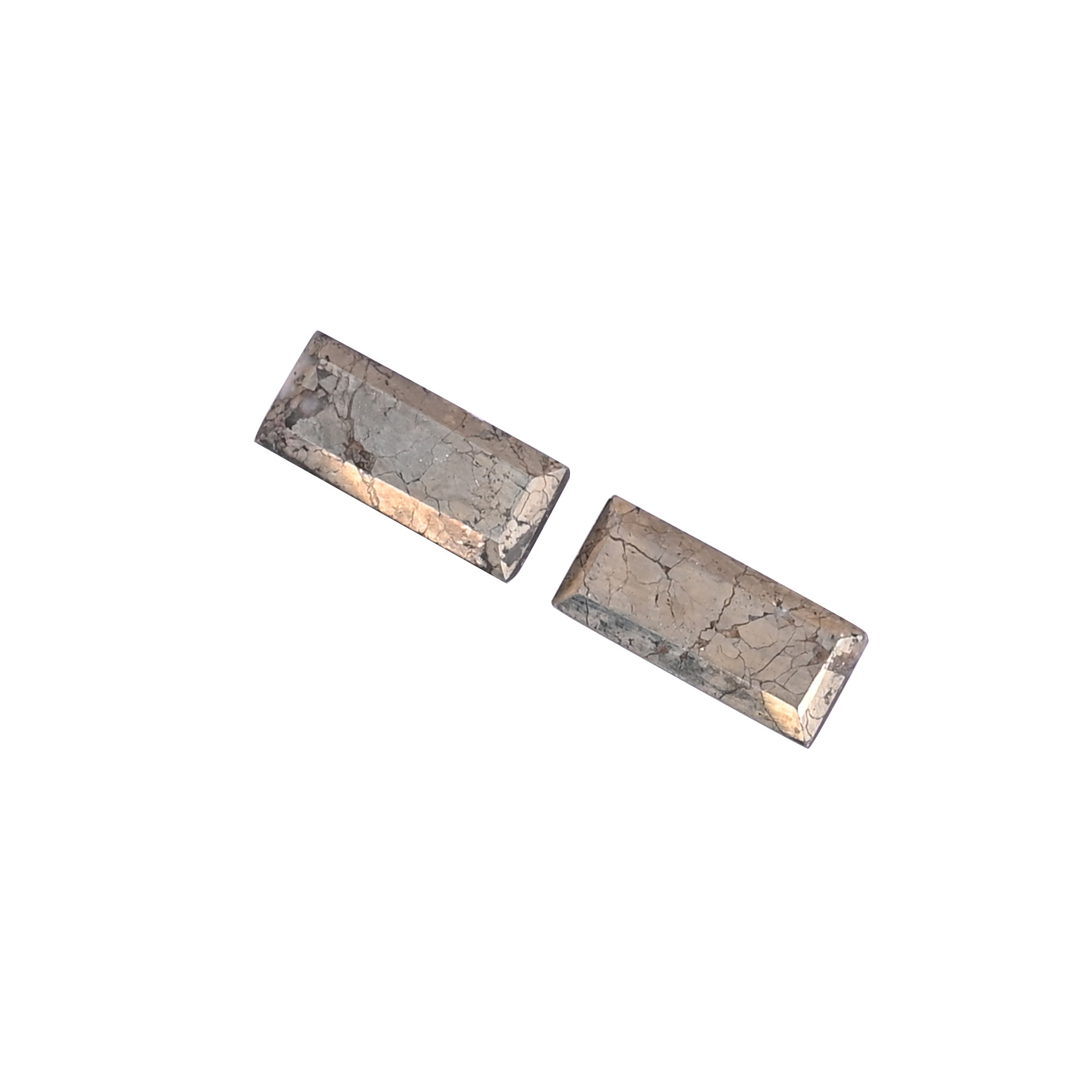 Natural Pyrite Loose Gemstone -64 Carat Rectangle 14x6 mm Flat-back Cabochon for Jewelry Making 1 Pcs