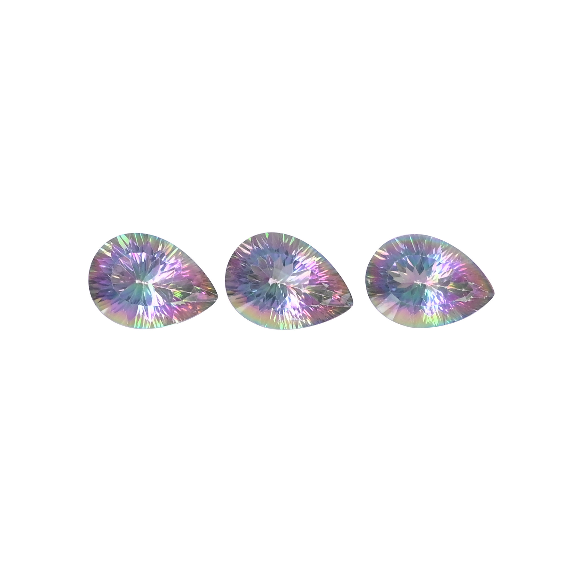 Natural Mystic topaz Loose Gemstone 108 Carat Pear 18x13 mm Flat-back Cabochon for Jewelry Making 1 Pcs