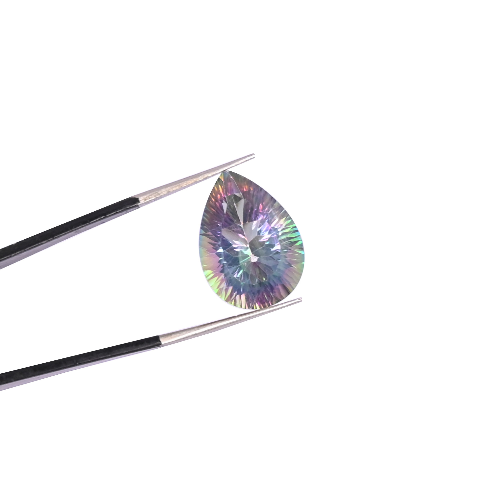 Natural Mystic topaz Loose Gemstone 108 Carat Pear 18x13 mm Flat-back Cabochon for Jewelry Making  1 Pcs