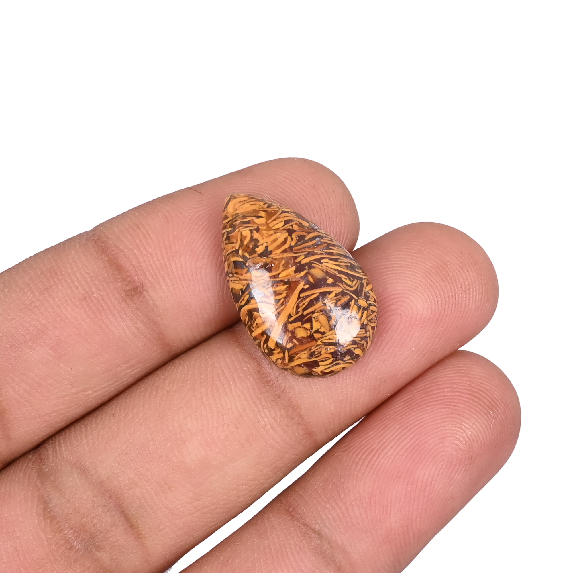 Unique Pattern Natural Mariam Jasper Gemstone Pear Cabochon Loose Stone For Jewelry