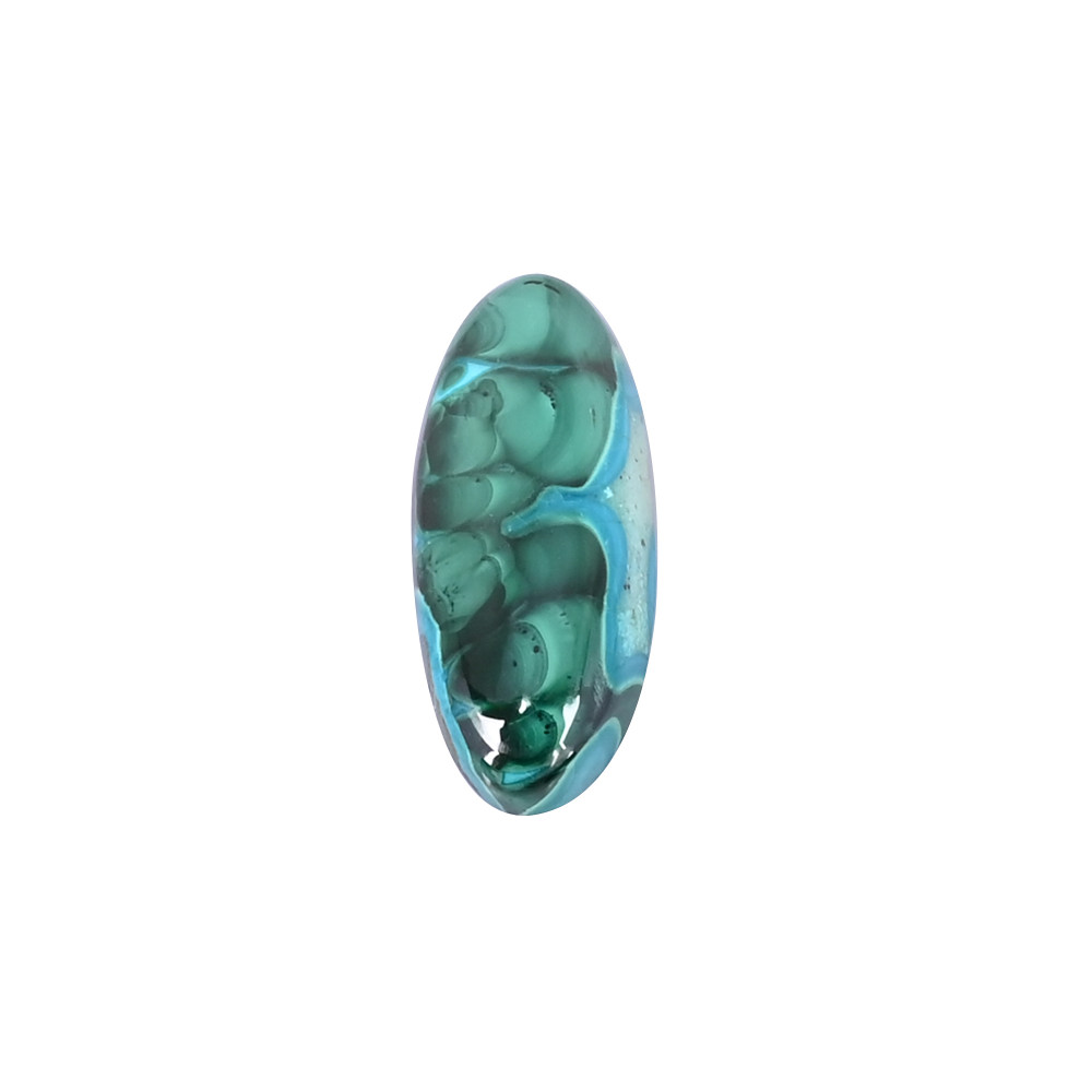 Image of Natural Chrysocolla Malachite Loose Gemstone 26.8 Carat Oval 30x13 mm Flat-back Cabochon for Jewelry Making | 1 Pcs