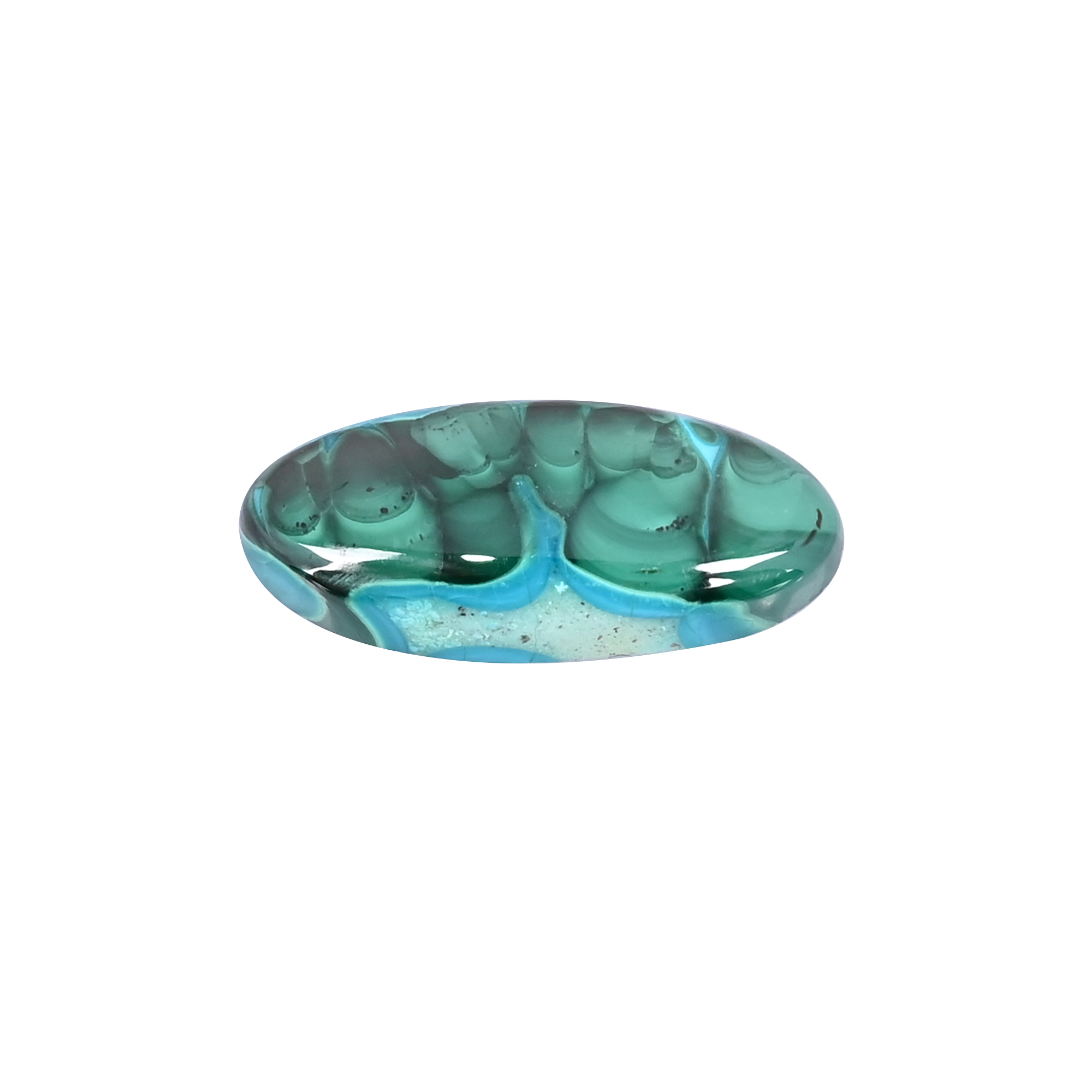 Natural Chrysocolla Malachite Loose Gemstone 268 Carat Oval 30x13 mm Flat-back Cabochon for Jewelry Making 1 Pcs