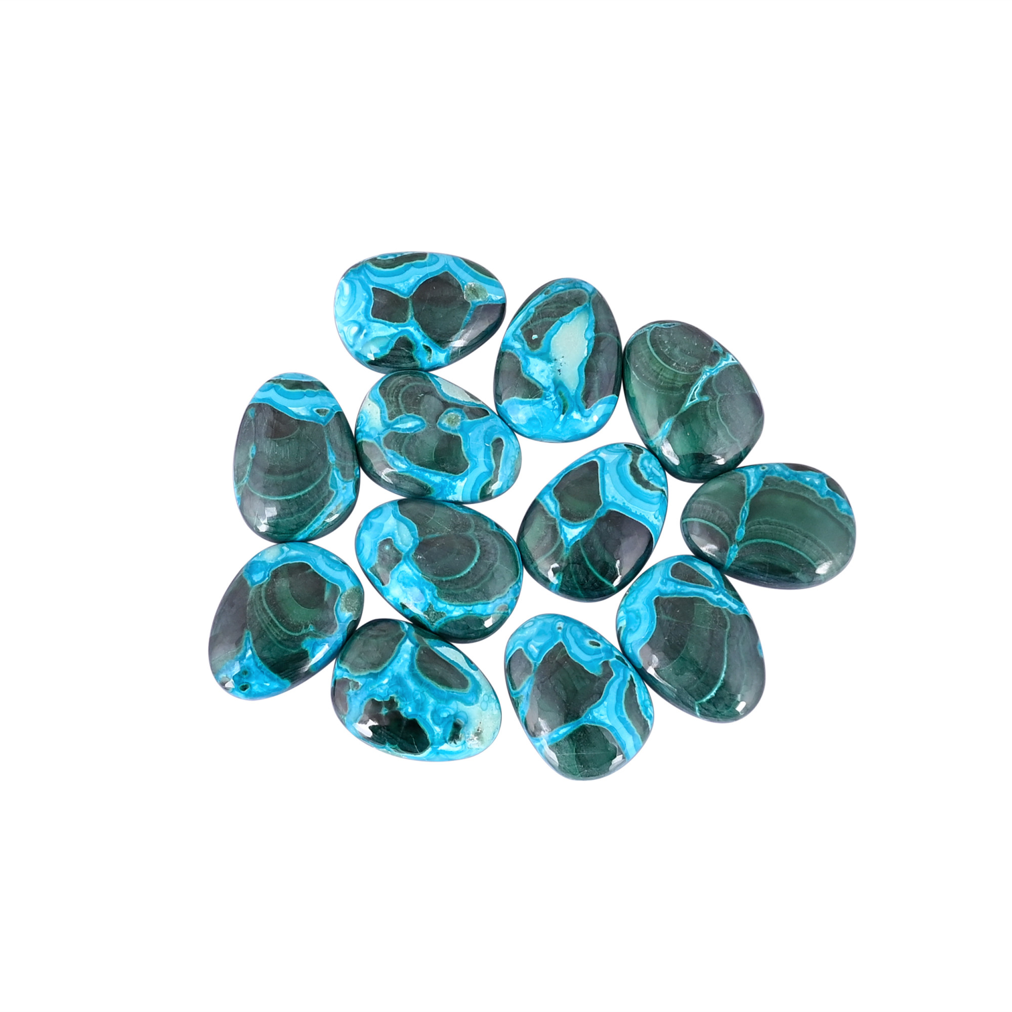 Chrysocolla Malachite Natural Stones Fancy Shape 12Pcs Wholesale Lot 31520Cts Making for Jewelry
