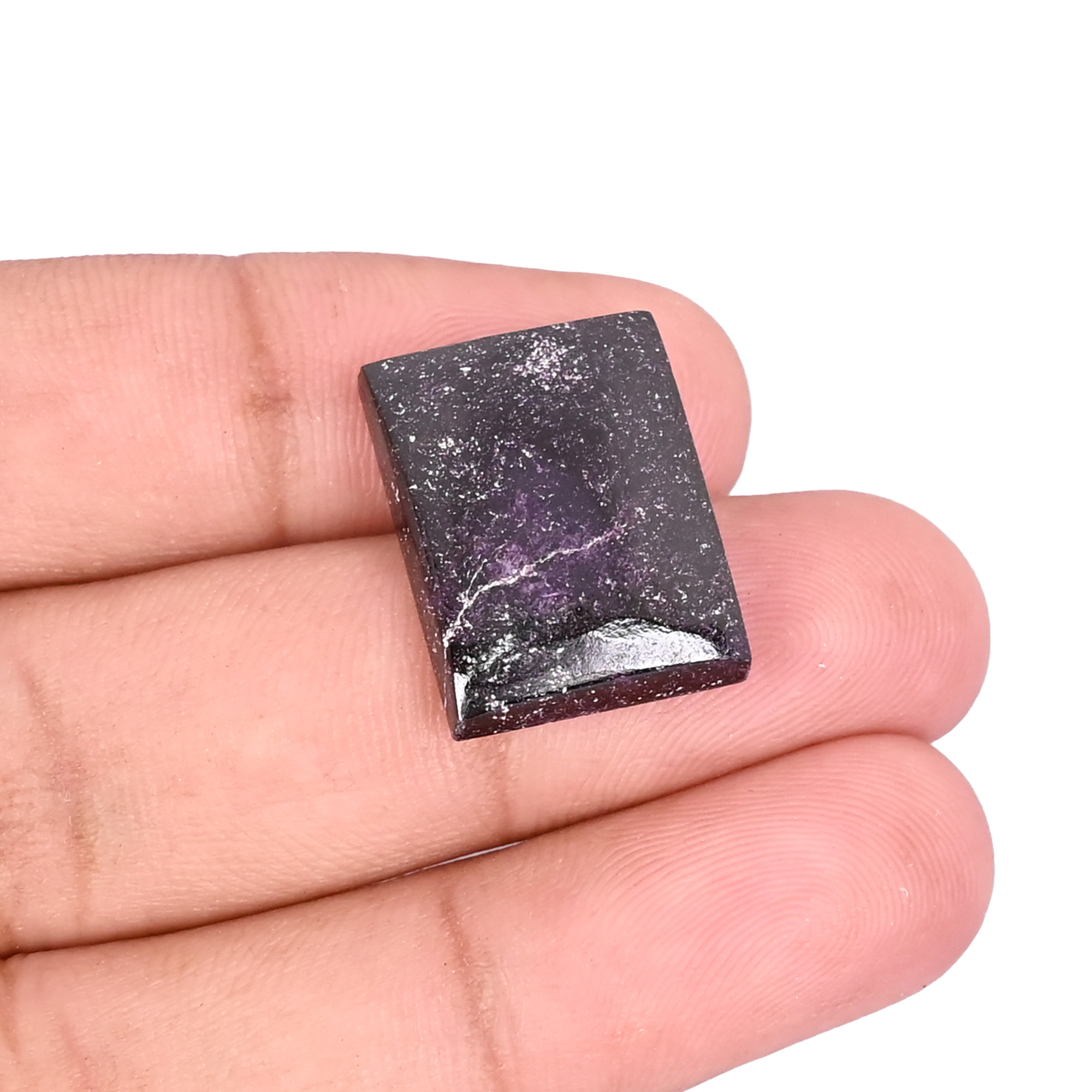 Natural Purpurite Loose Gemstone 49 Carat Rectangle 14x10 mm Flat-back Cabochon for Jewelry Making  1 Pcs