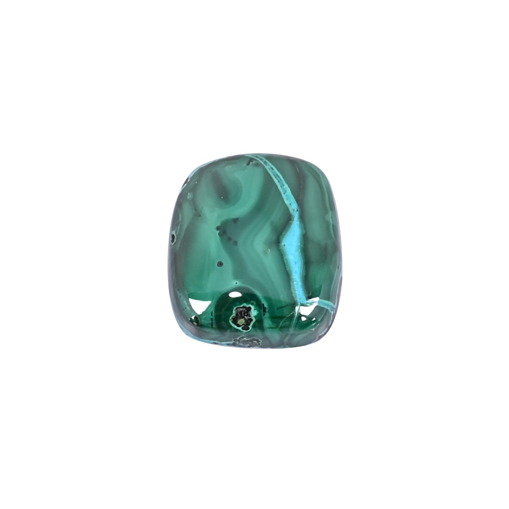 Image of Natural Malachite Loose Gemstone 18 Carat Rectangle 19x16 mm Flat-back Cabochon for Jewelry Making | 1 Pcs