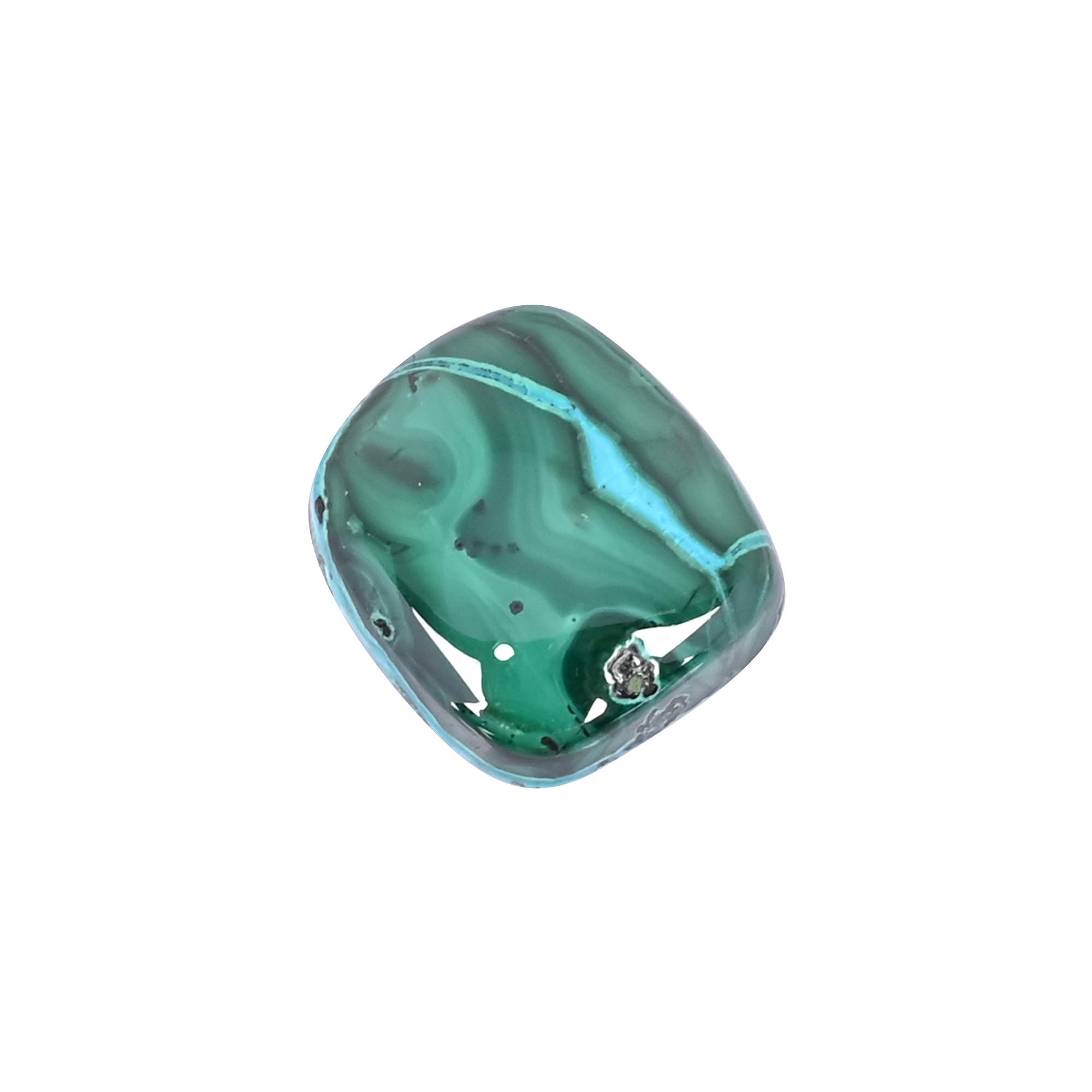 Natural Malachite Loose Gemstone 18 Carat Rectangle 19x16 mm Flat-back Cabochon for Jewelry Making  1 Pcs