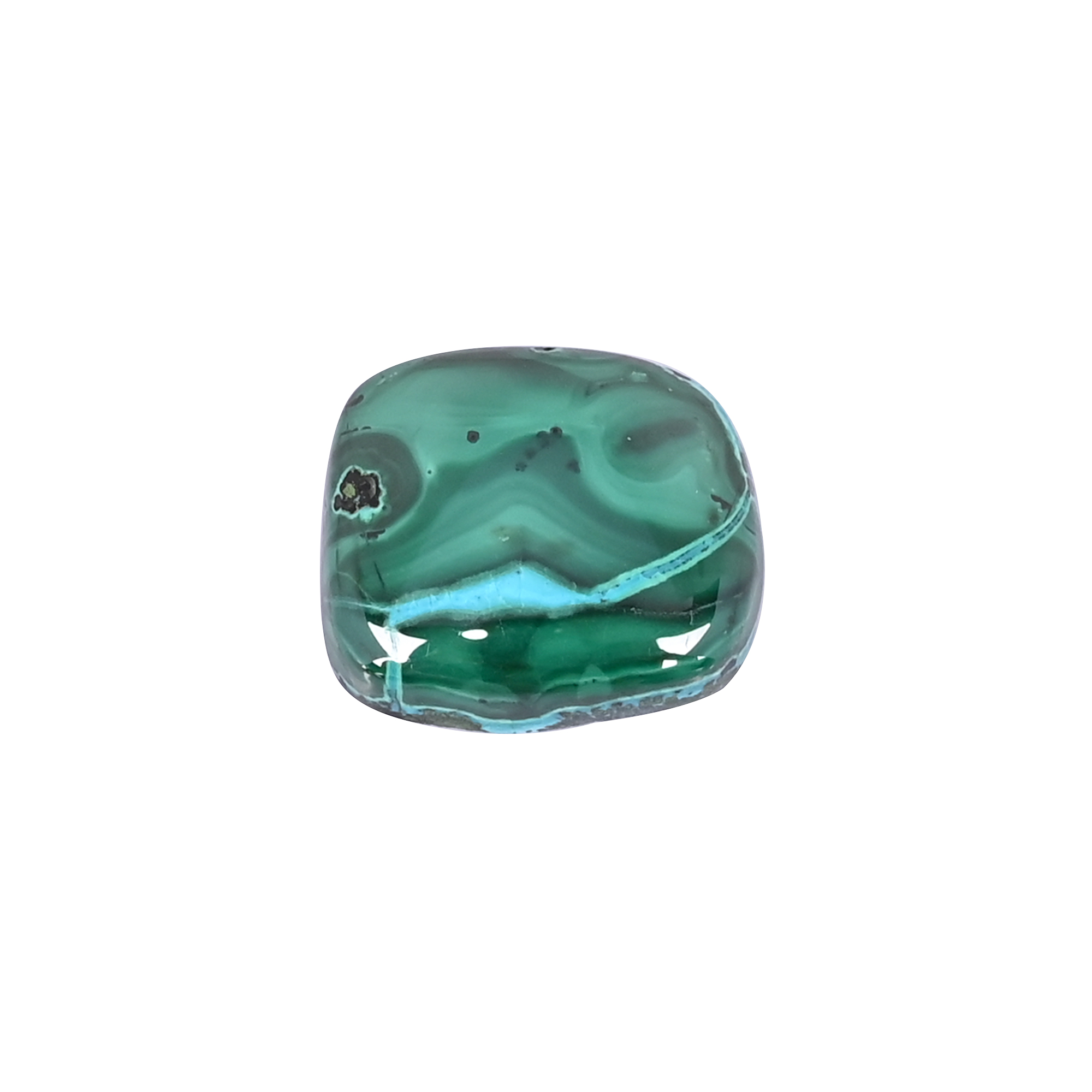 Natural Malachite Loose Gemstone 18 Carat Rectangle 19x16 mm Flat-back Cabochon for Jewelry Making 1 Pcs