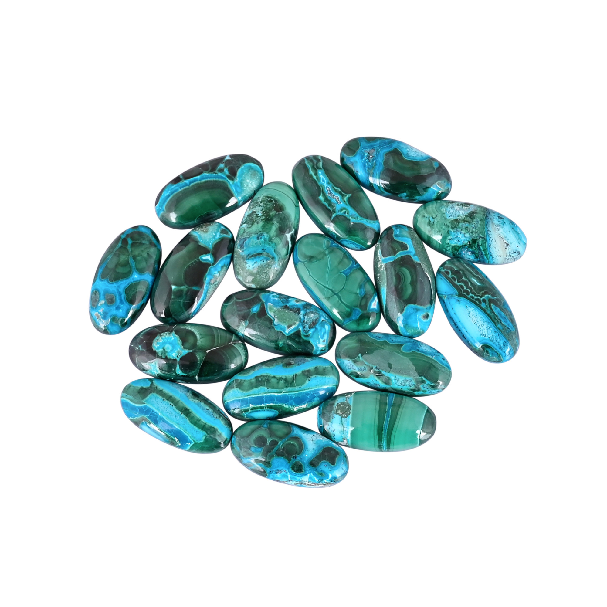 Chrysocolla Malachite Natural Stones Oval Shape 17Pcs Making for Jewelry 26560Cts Wholesale Lot