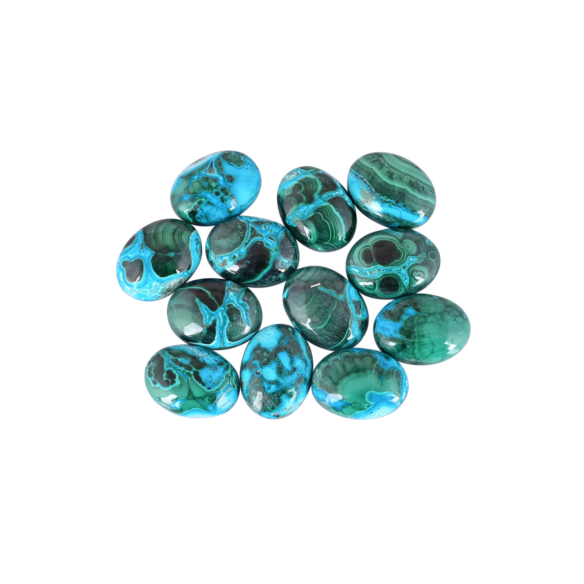 Chrysocolla Malachite Natural Stones Oval Shape 12Pcs Wholesale Lot 216Cts Making for jewelry