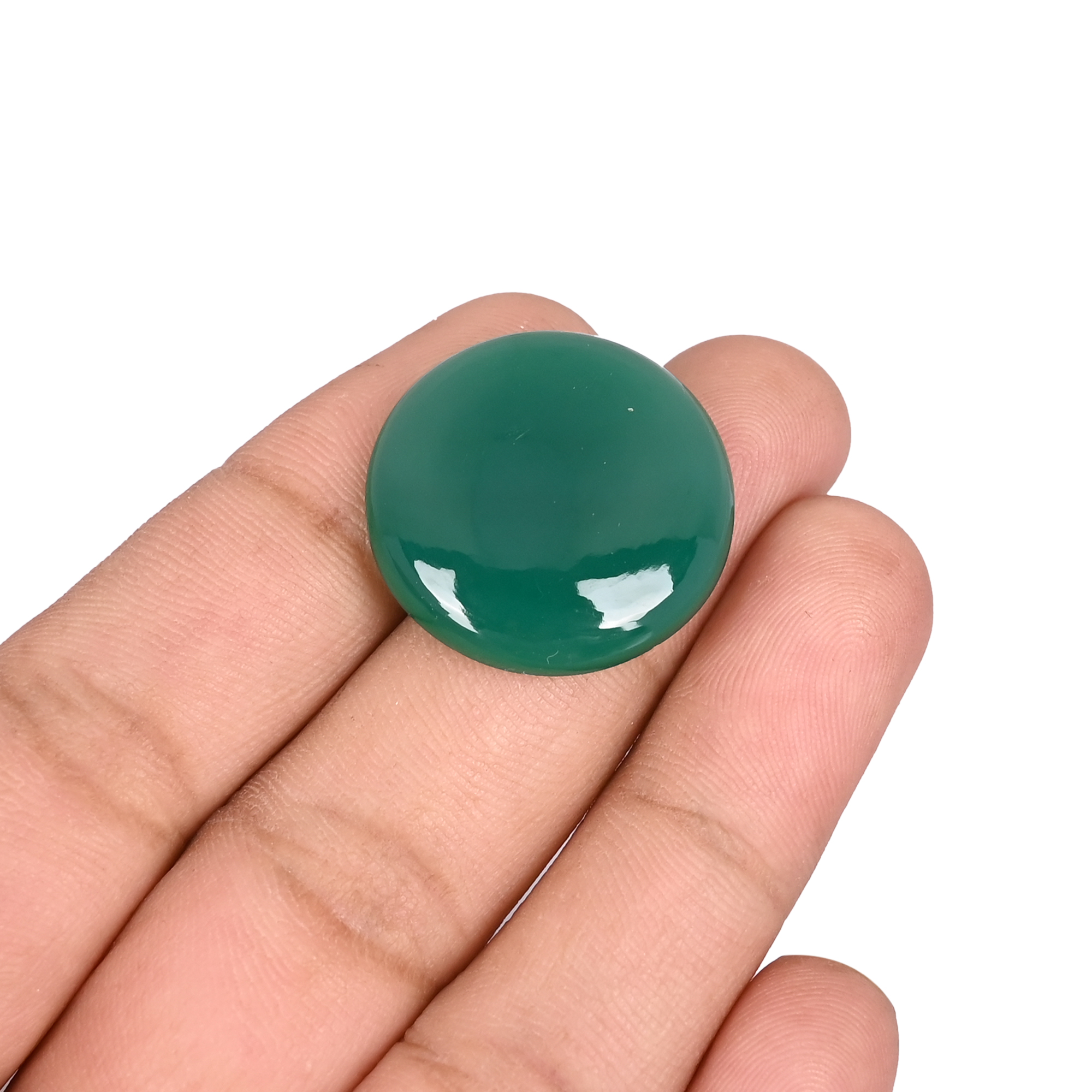 Natural Green Onyx 24mm Round Cabochon Gemstone Ideal For Jewelry Making