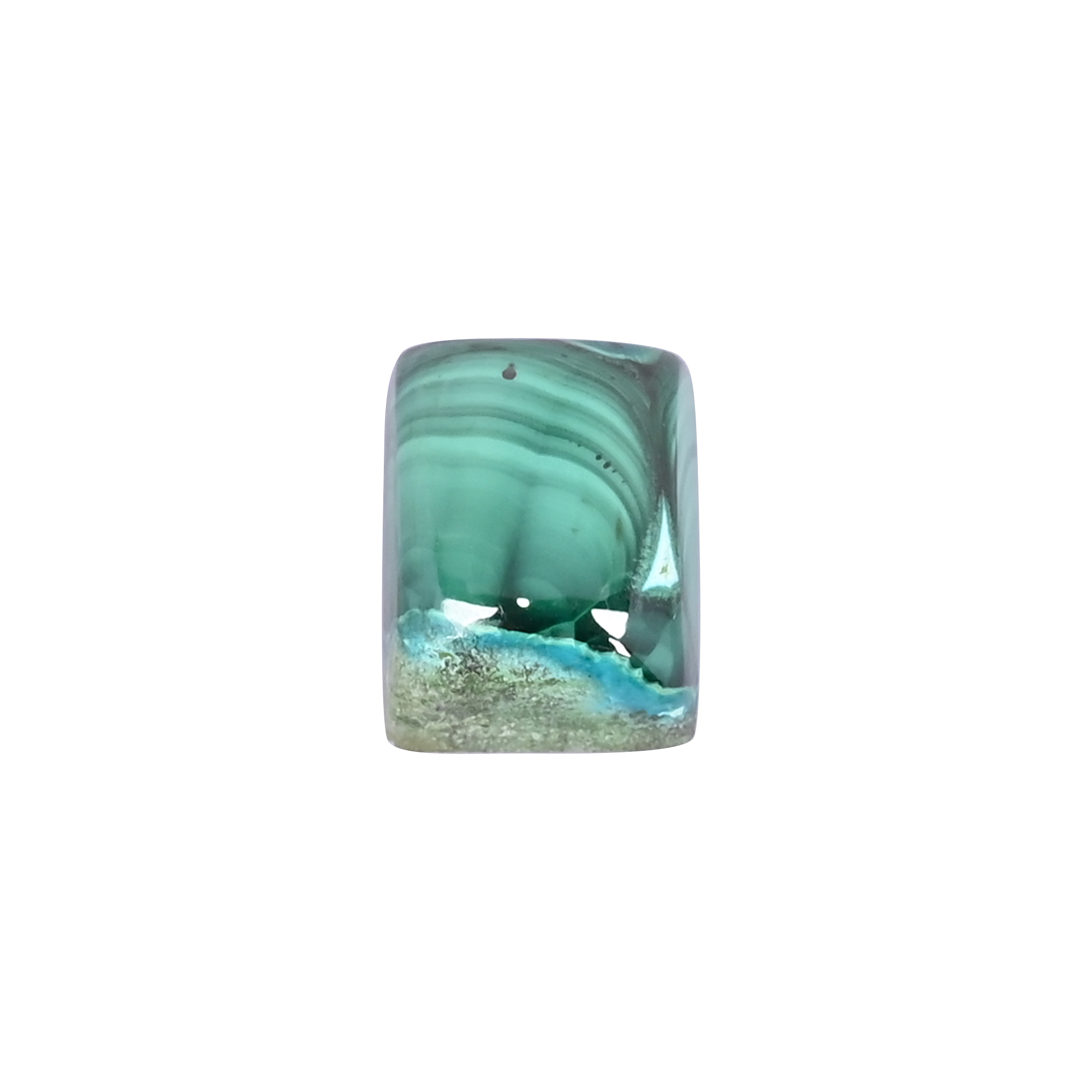 Natural Malachite Loose Gemstone 228 Carat Rectangle 16x12 mm Flat-back Cabochon for Jewelry Making  1 Pcs