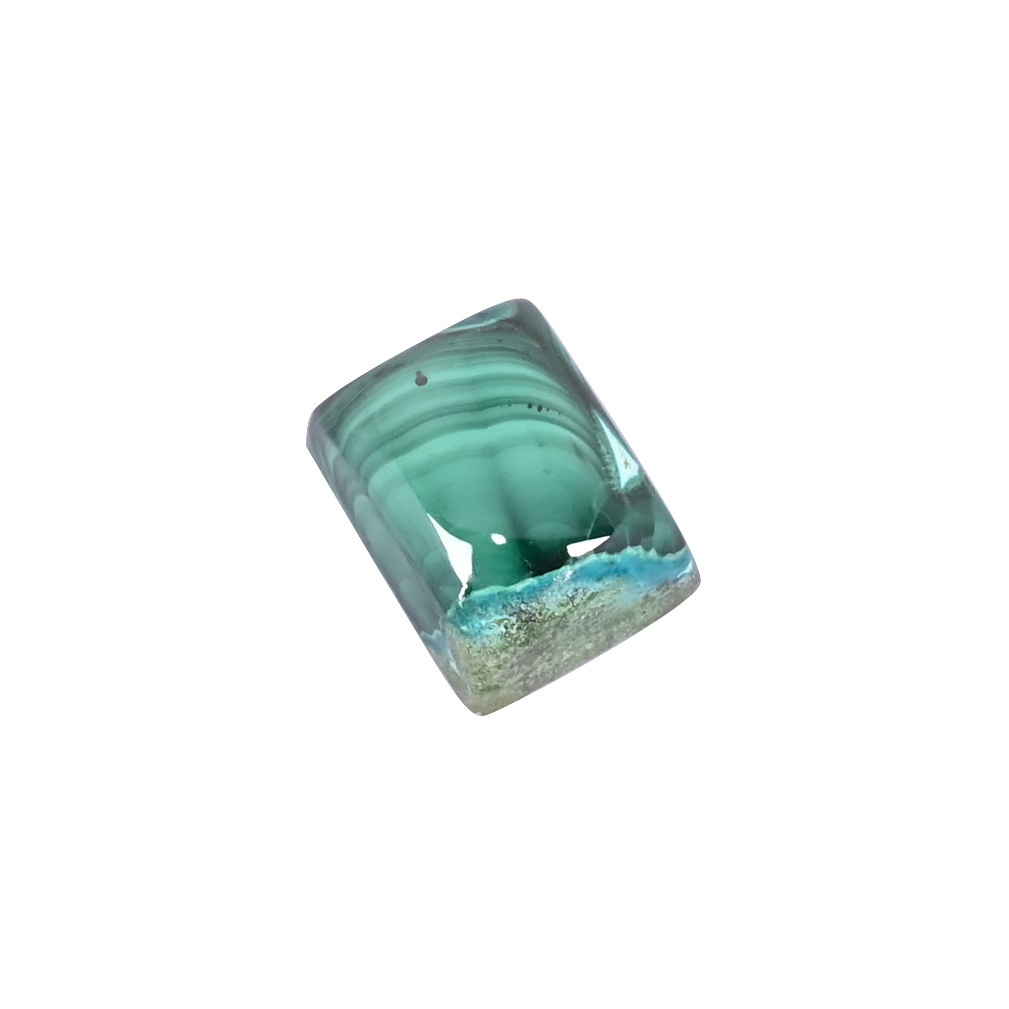 Natural Malachite Loose Gemstone 228 Carat Rectangle 16x12 mm Flat-back Cabochon for Jewelry Making  1 Pcs