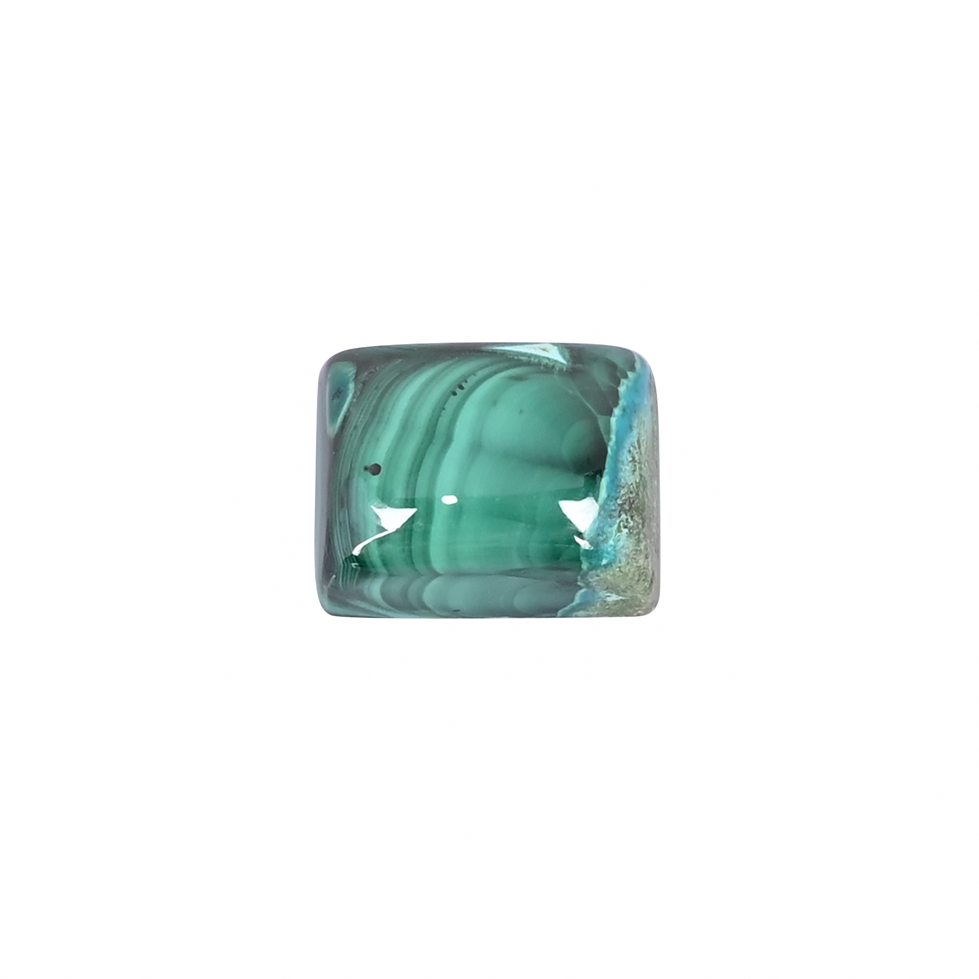 Natural Malachite Loose Gemstone 228 Carat Rectangle 16x12 mm Flat-back Cabochon for Jewelry Making  1 Pcs