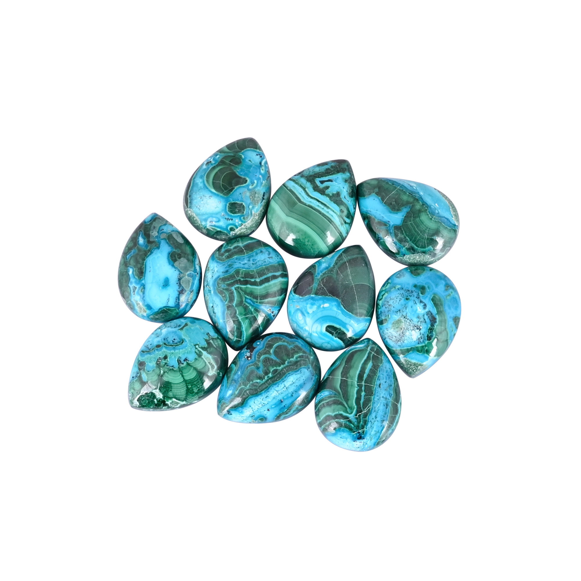 Chrysocolla Malachite Natural Stones 15640Cts Pear Shape 10pcs Wholesale Lot For Making Designer Jewelry