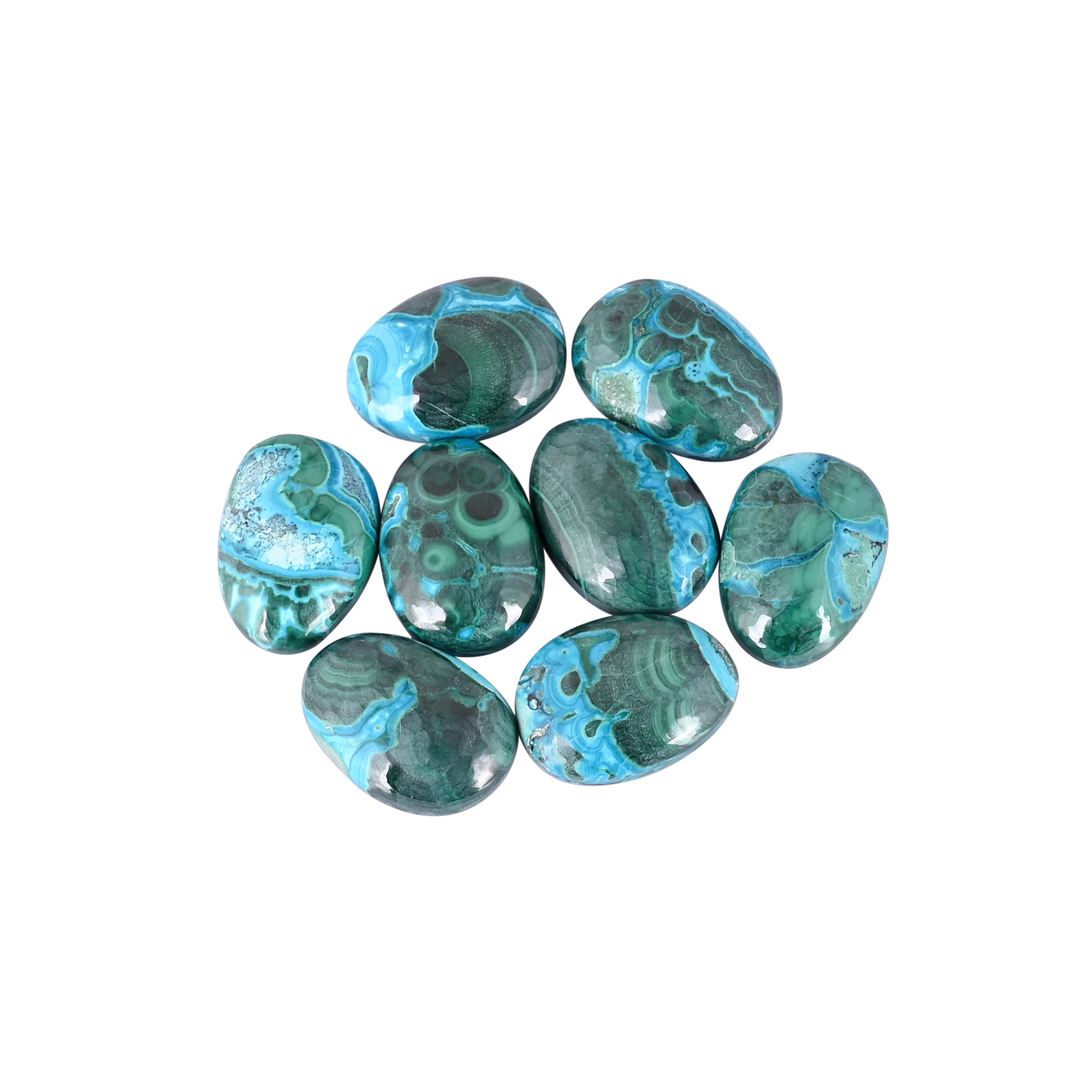 Chrysocolla Malachite Natural Stones Fancy Shape 8Pcs Wholesale Lot 168Cts Making for Jewelry