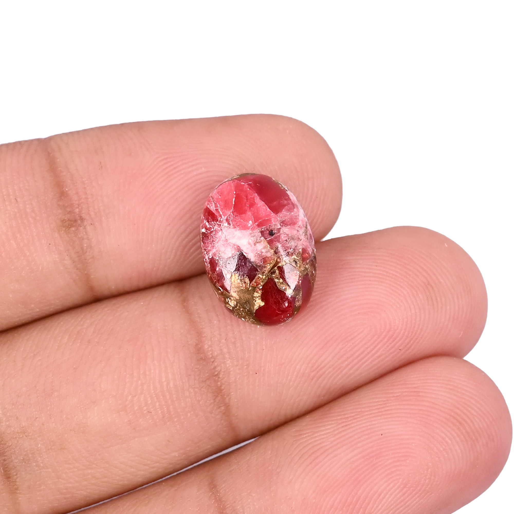 Natural Pink Jade Mohave Copper Loose Gemstone 203 Carat Oval 20x15 mm Flat-back Cabochon for Jewelry Making 1 Pcs