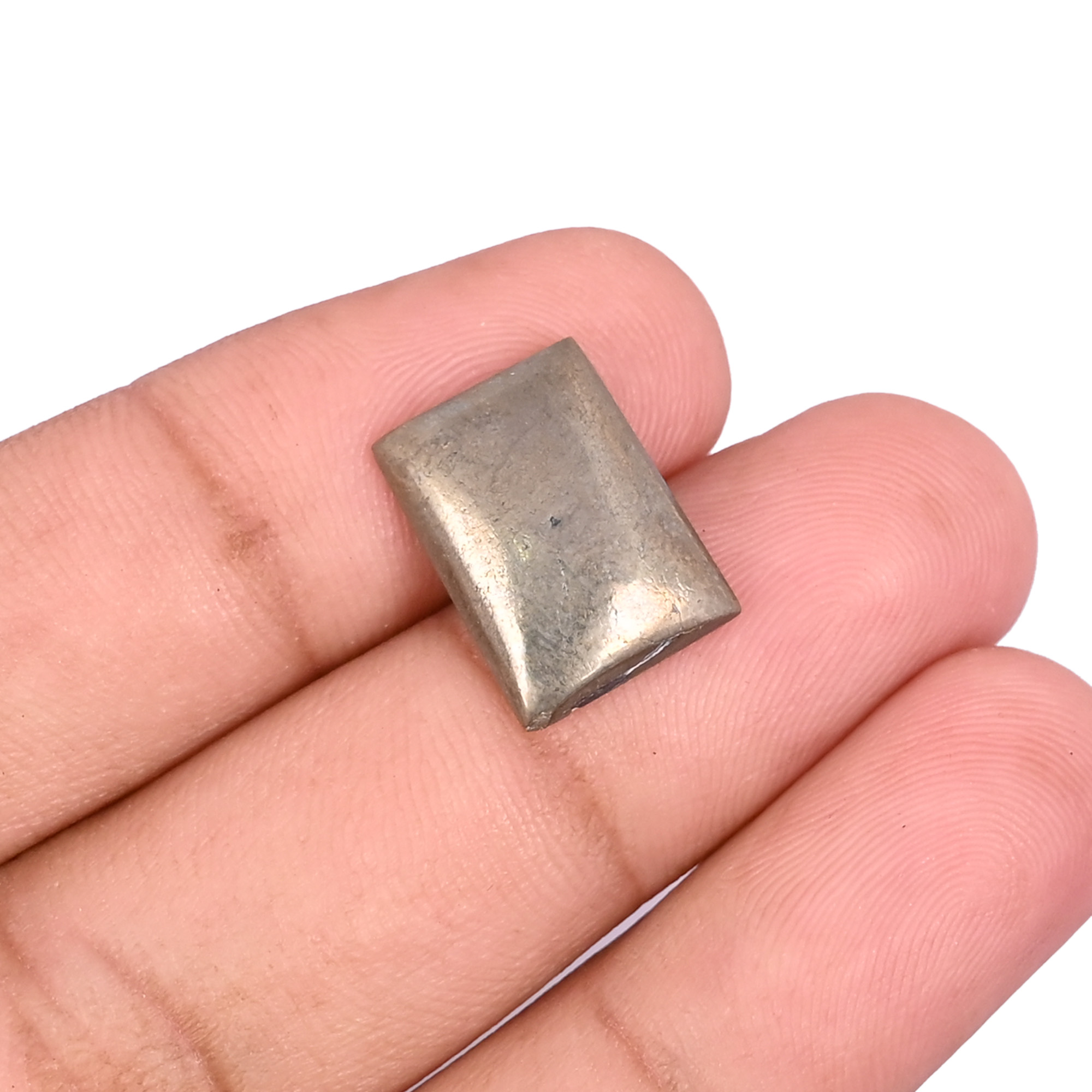 Natural Pyrite Loose Gemstone 114 Carat Rectangle 15x11 mm Flat-back Cabochon for Jewelry Making  1 Pcs