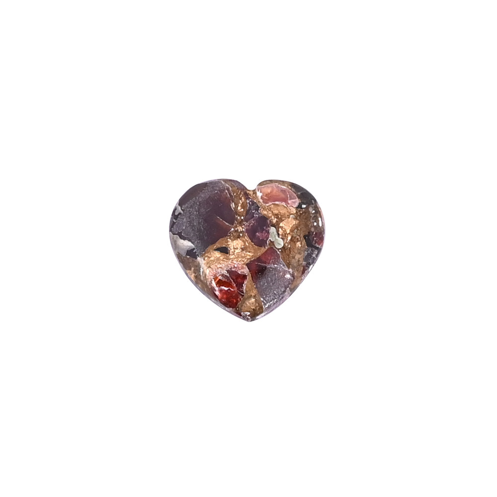 Image of Natural Fire Opal Copper Mohave Loose Gemstone 5.9 Carat Heart 11x12 mm Flat-back Cabochon for Jewelry Making | 1 Pcs