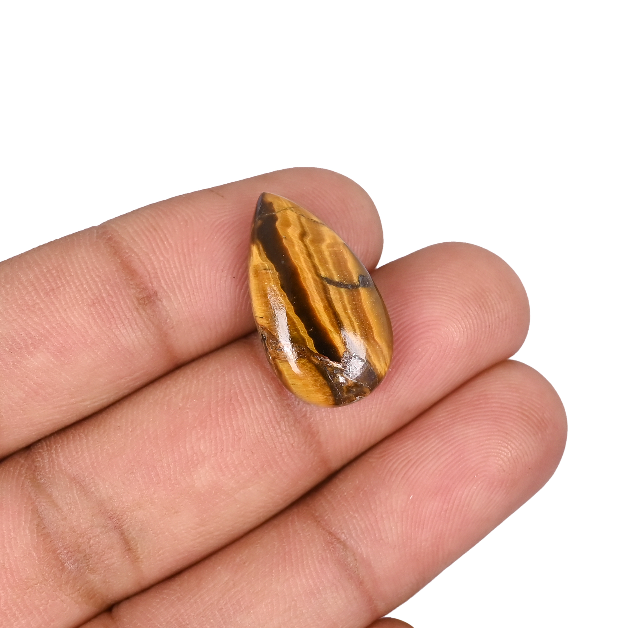 Premium Natural Tiger Eye Pear Shaped Cabochon Gemstone For Jewelry Making