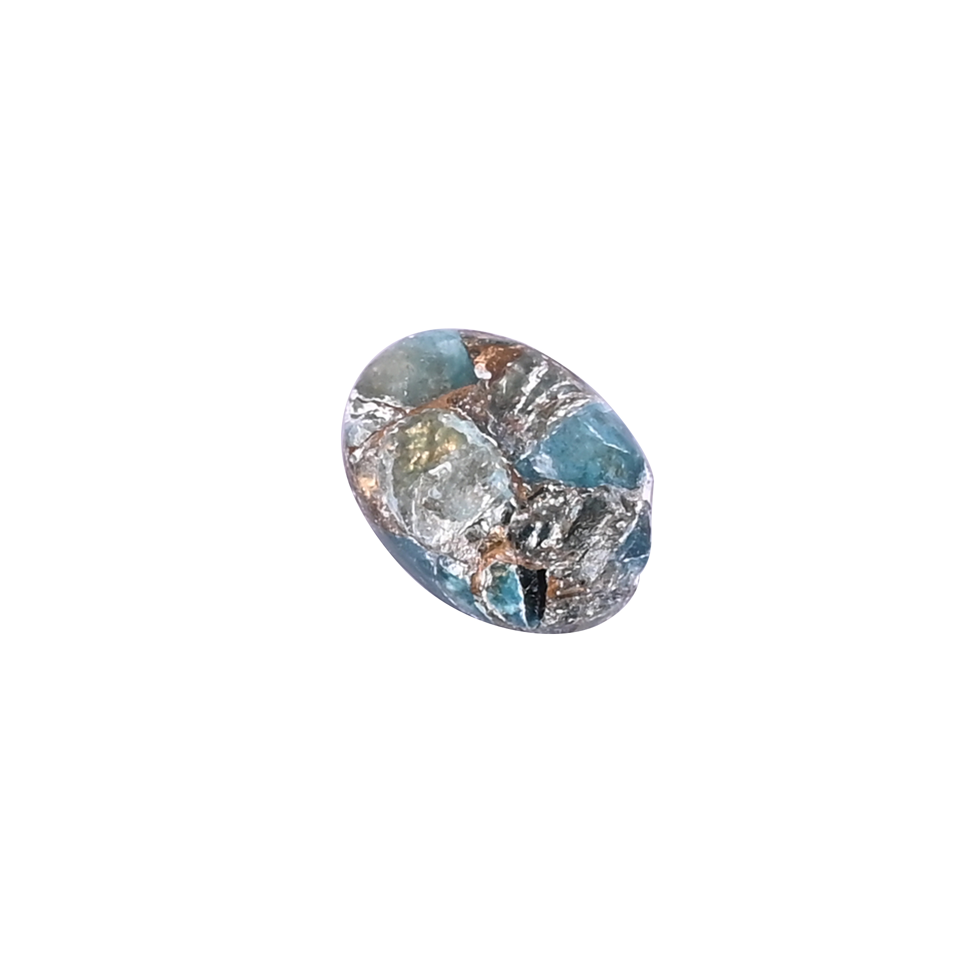Natural Apatite Mohave Loose Gemstone 38 Carat Oval 13x10 mm Flat-back Cabochon for Jewelry Making 1 Pcs