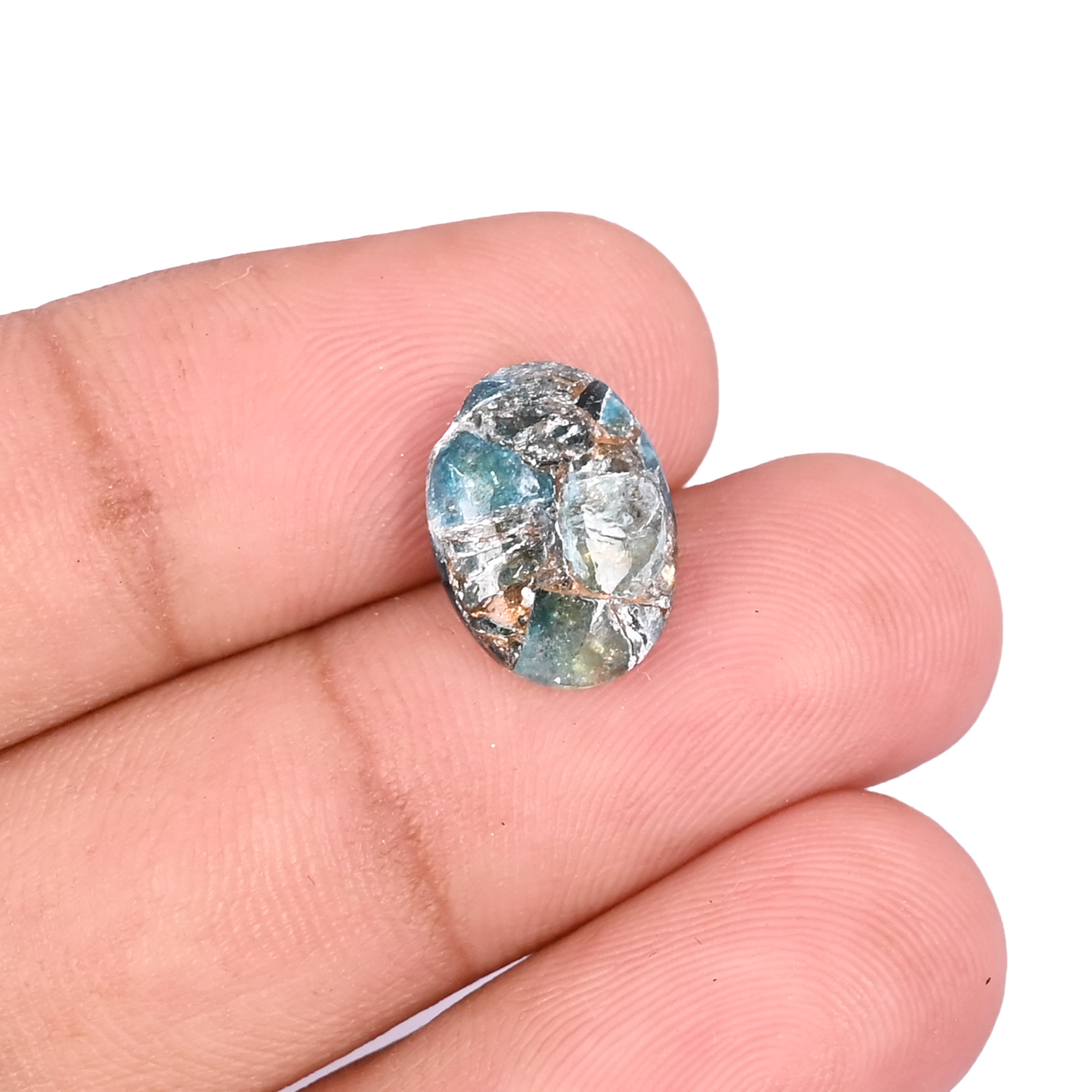Natural Apatite Mohave Loose Gemstone 38 Carat Oval 13x10 mm Flat-back Cabochon for Jewelry Making  1 Pcs