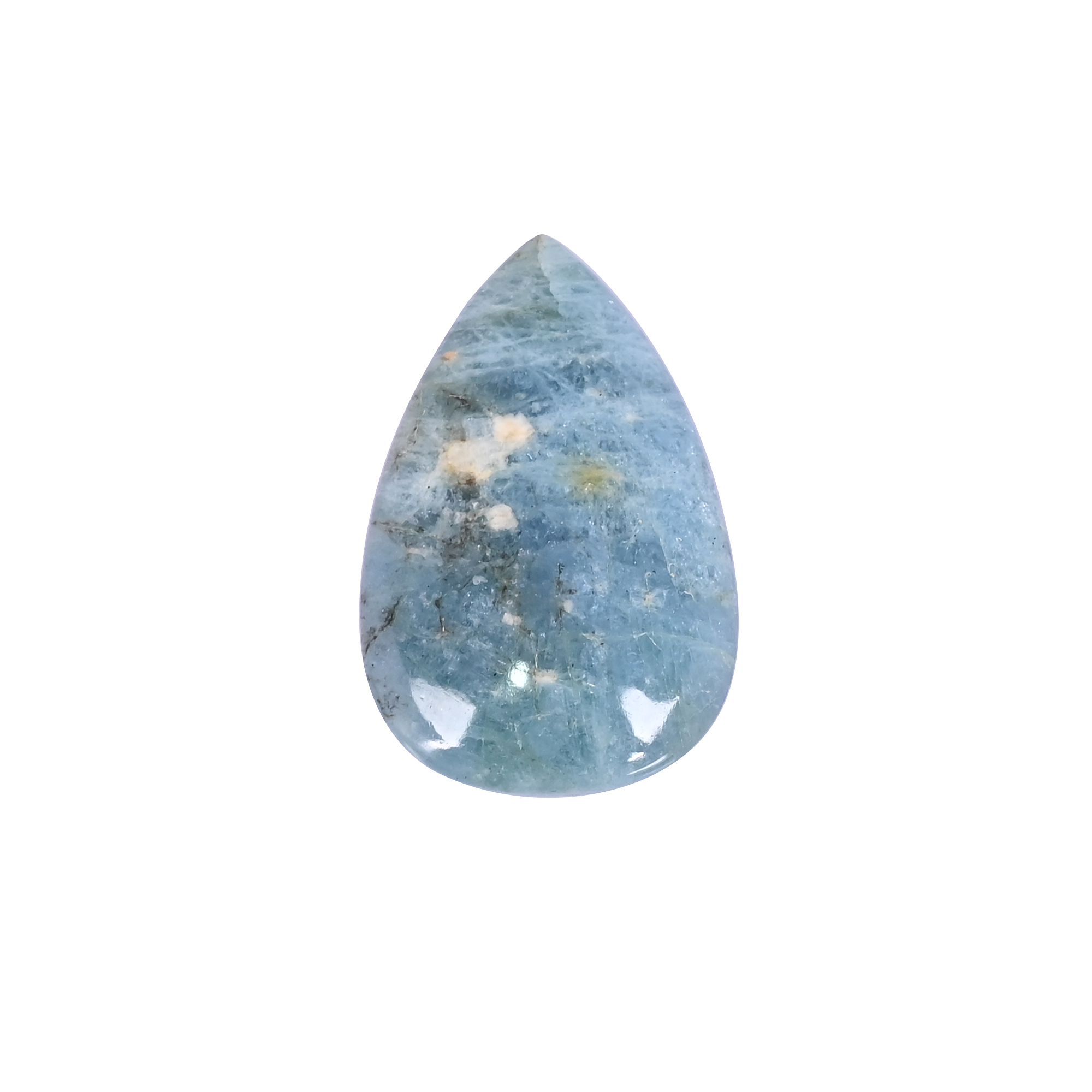 Natural Aquamarine Loose Gemstone 75 Carat Pear 48x31 mm Flat-back Cabochon for Jewelry Making 1 Pcs