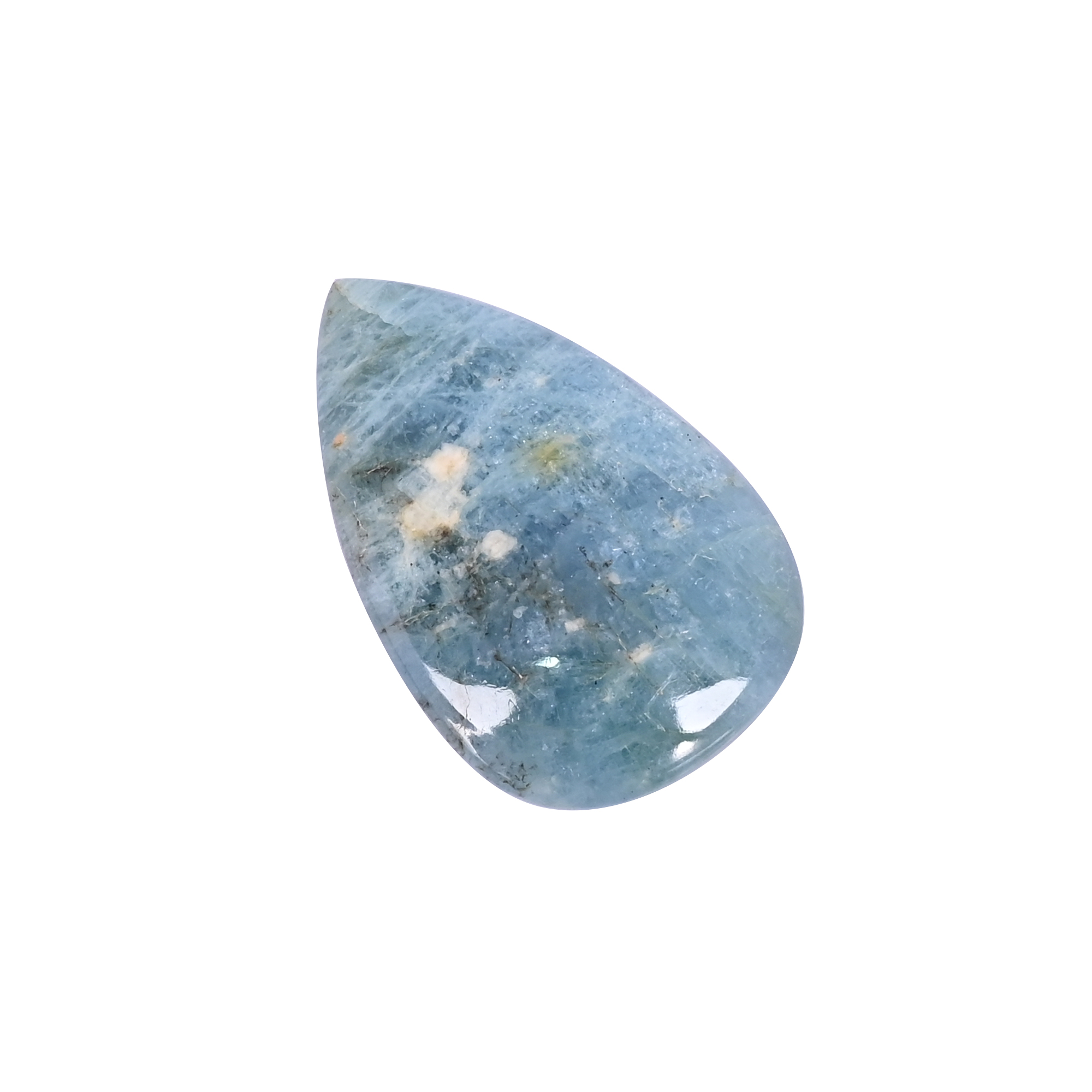 Natural Aquamarine Loose Gemstone 75 Carat Pear 48x31 mm Flat-back Cabochon for Jewelry Making  1 Pcs