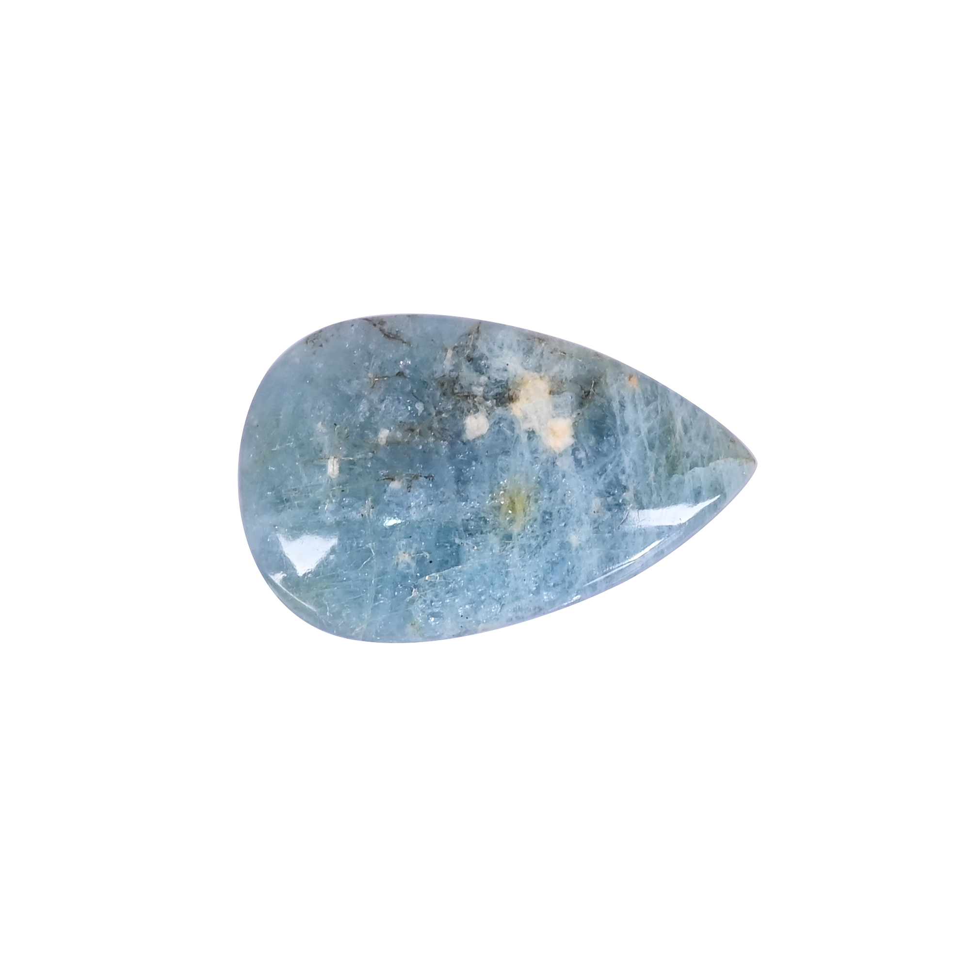 Natural Aquamarine Loose Gemstone 75 Carat Pear 48x31 mm Flat-back Cabochon for Jewelry Making  1 Pcs
