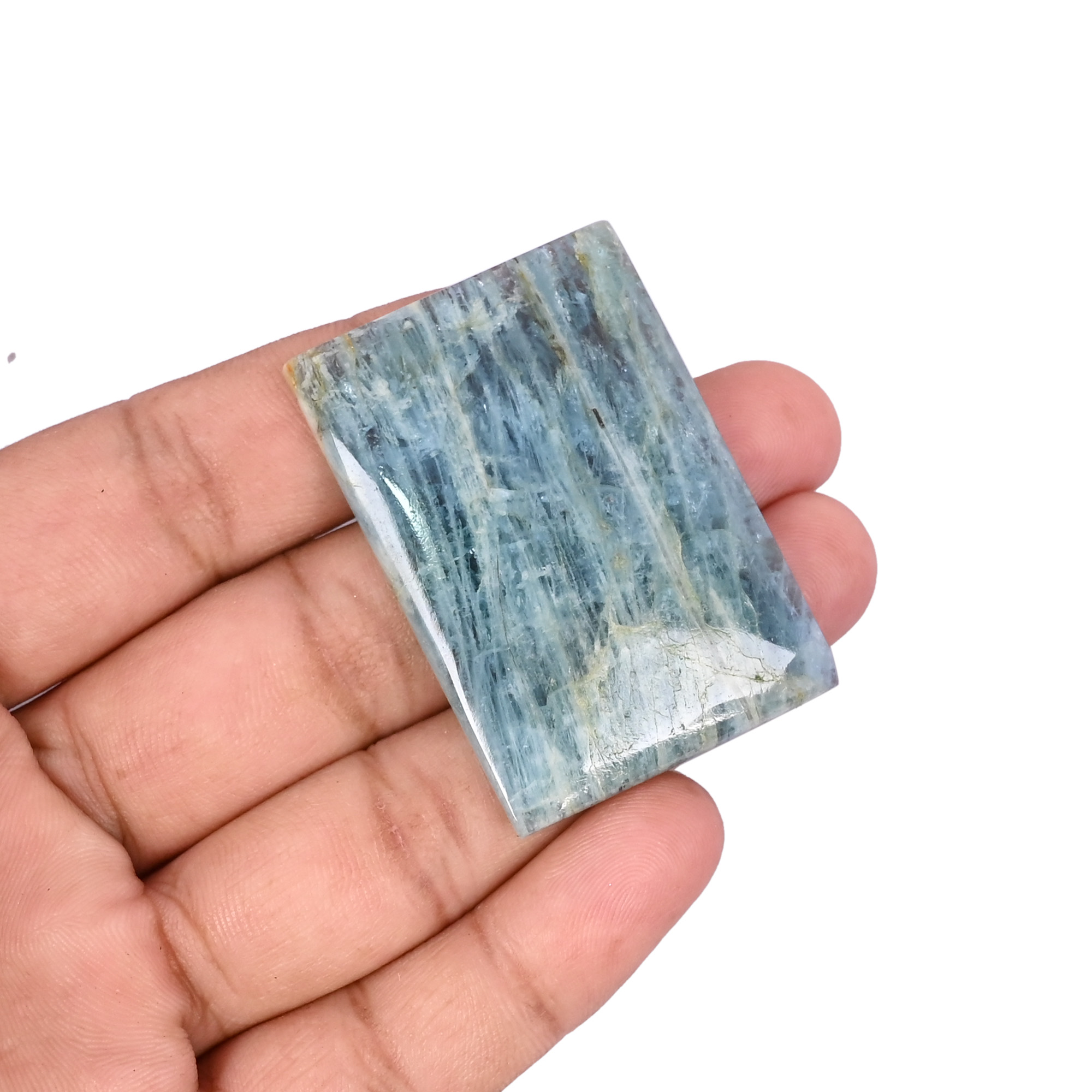 Natural Aquamarine Loose Gemstone 964 Carat Rectangle 47x32 mm Flat-back Cabochon for Jewelry Making  1 Pcs