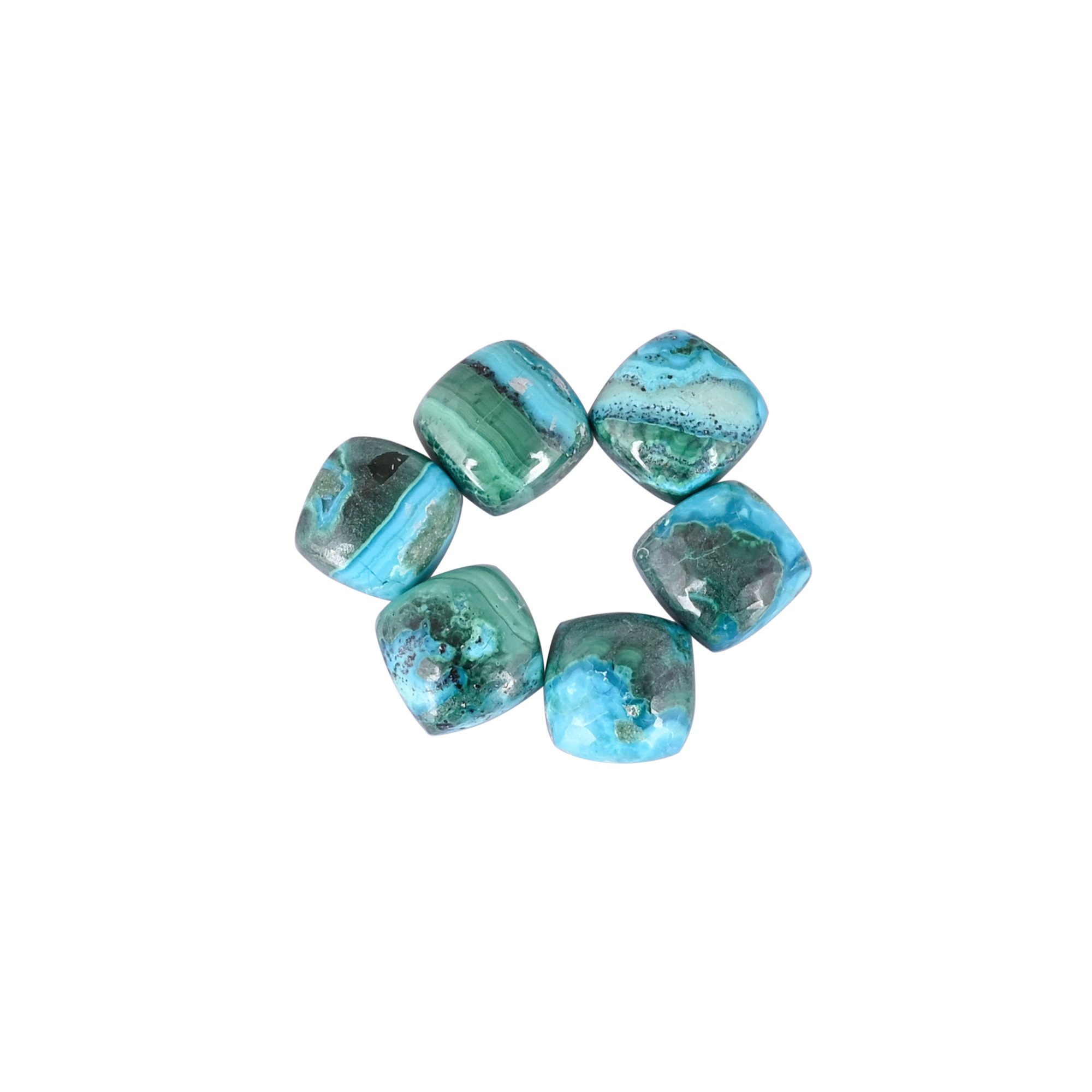 Chrysocolla Malachite Stones 2920Cts for making Jewelry 6pcs Cushion Shape Wholesale Lot