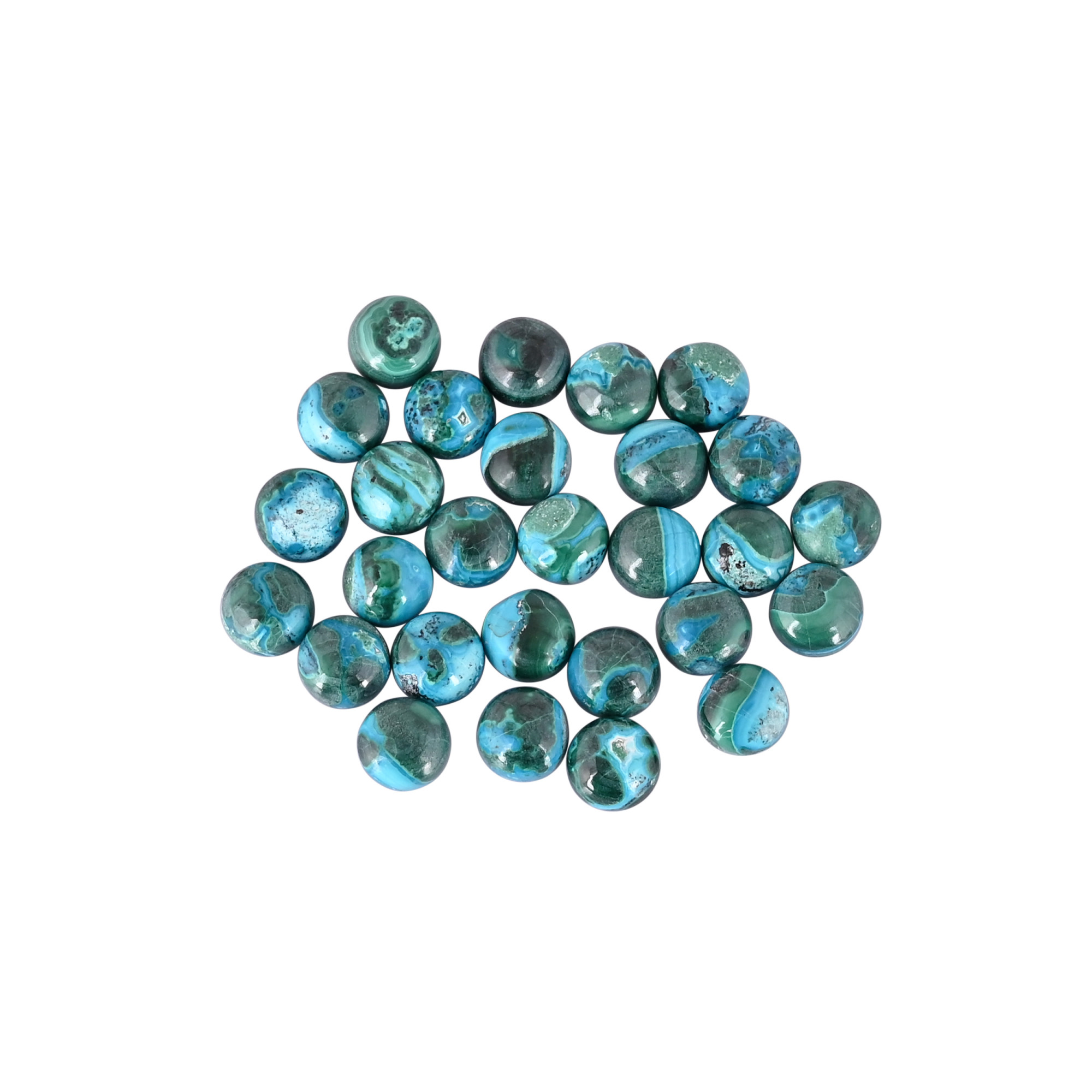 Natural Chrysocolla Malachite Gemstone 13pcs Round Shape Whole Sale Lot 58Cts Stones for Beautiful Jewelry