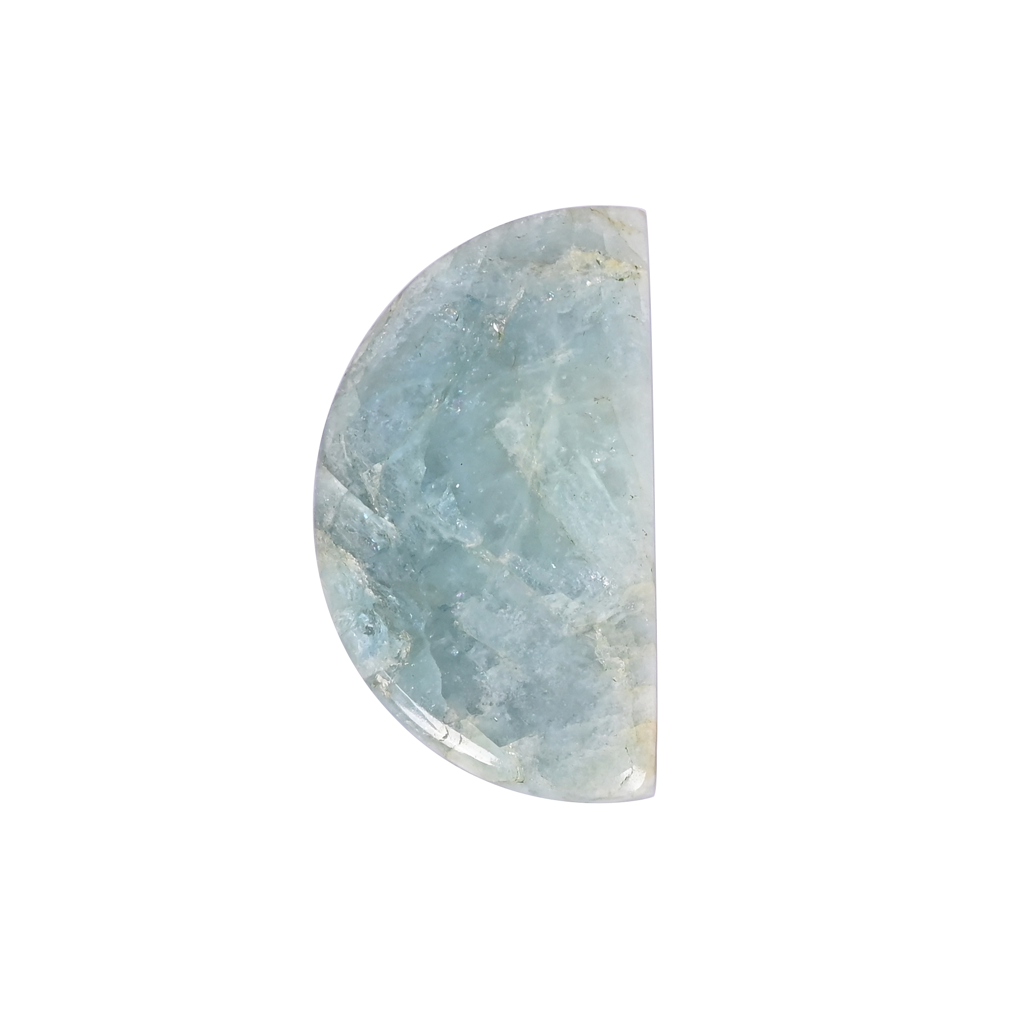 Natural Aquamarine Loose Gemstone 1157 Carat Half-Moon 64x35 mm Flat-back Cabochon for Jewelry Making  1 Pcs