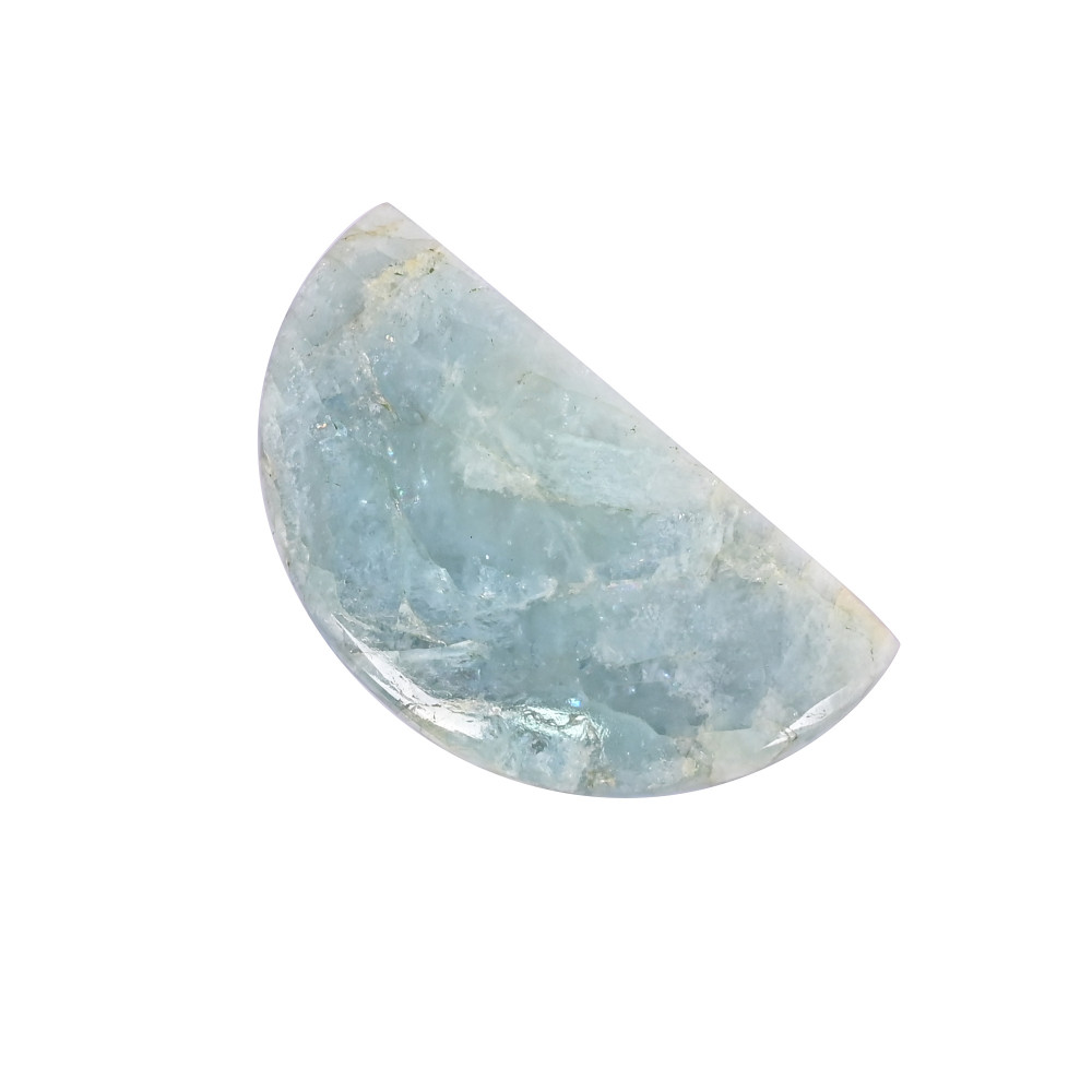 Image of Natural Aquamarine Loose Gemstone 115.7 Carat Half-Moon 64x35 mm Flat-back Cabochon for Jewelry Making | 1 Pcs