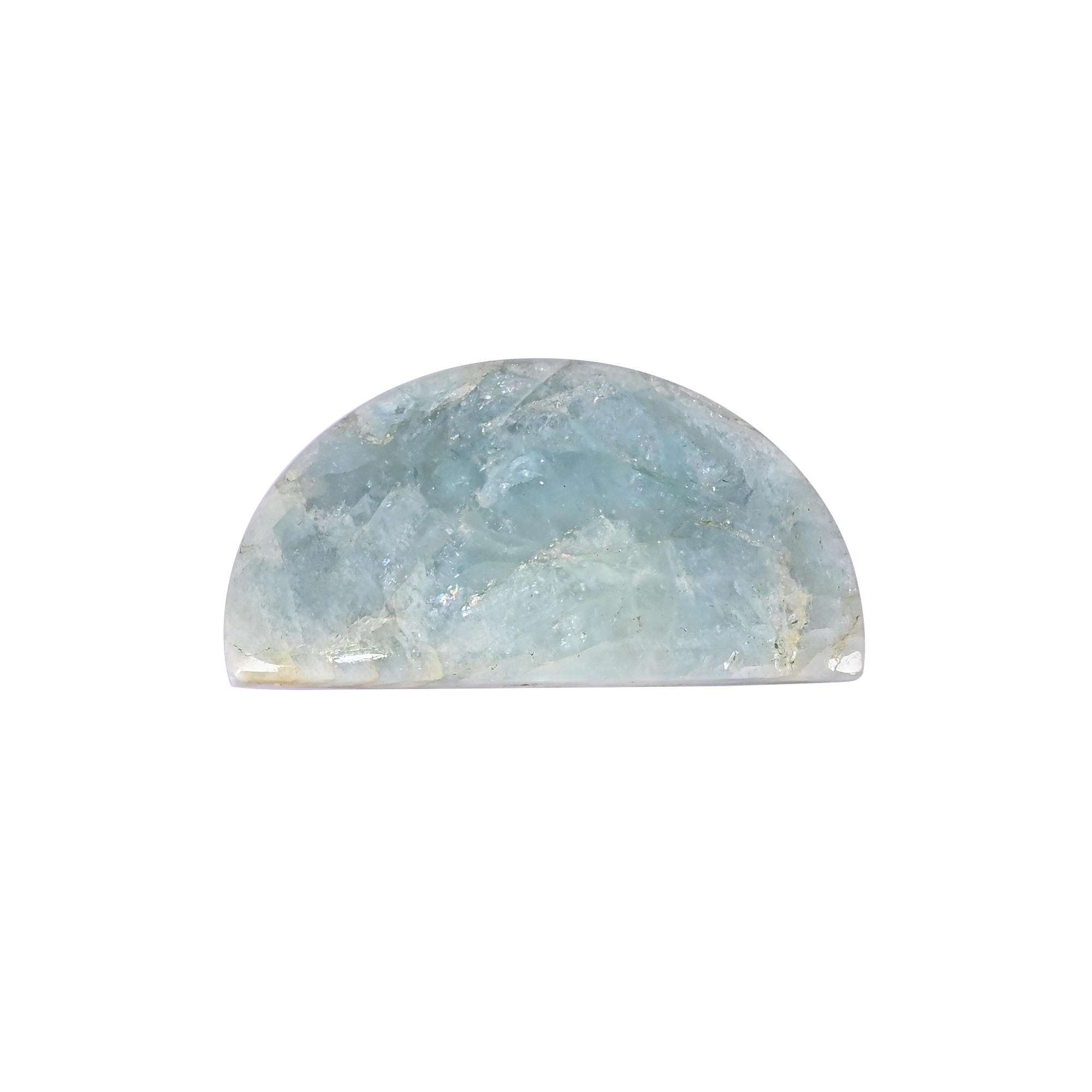Natural Aquamarine Loose Gemstone 1157 Carat Half-Moon 64x35 mm Flat-back Cabochon for Jewelry Making  1 Pcs