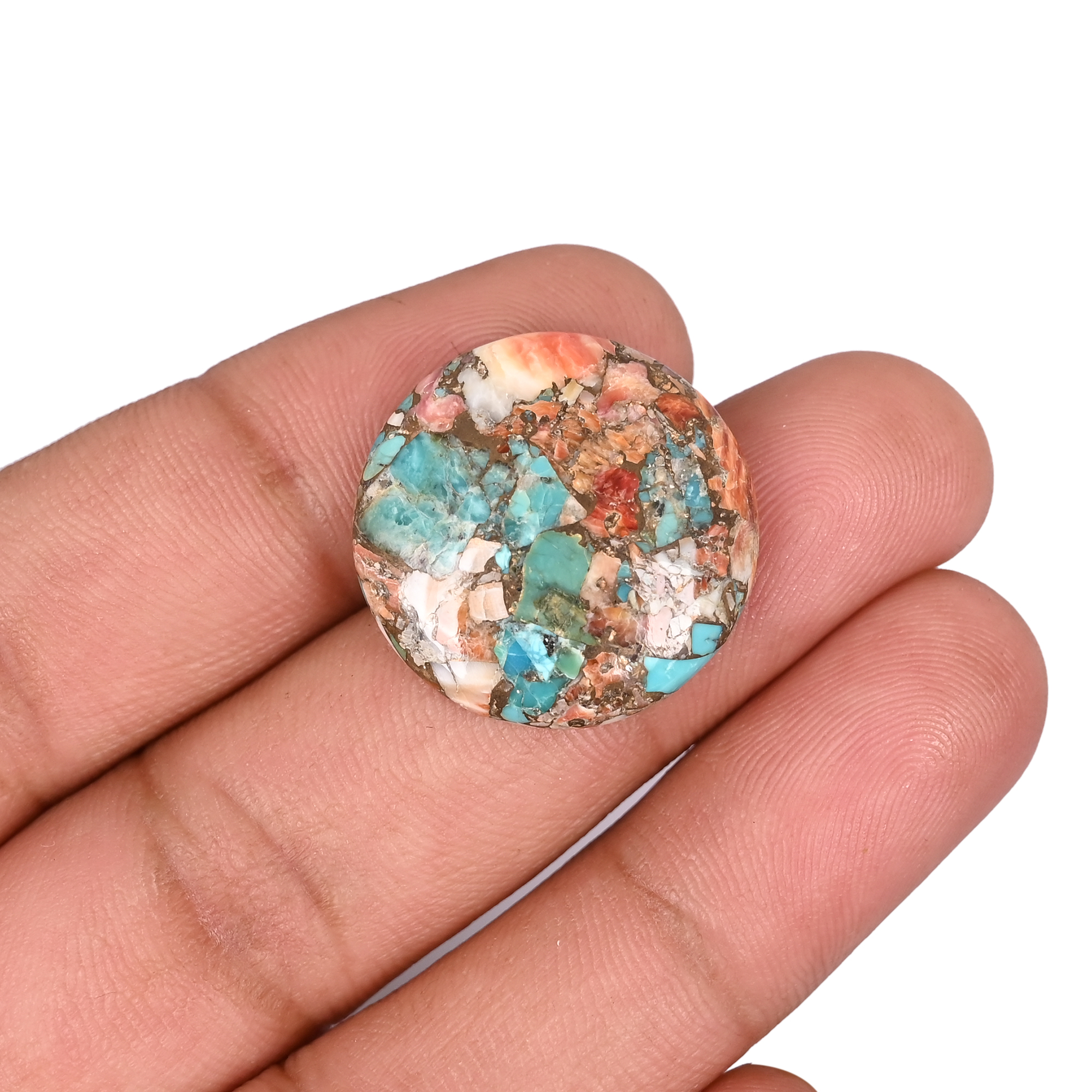 Exotic Oyster Turquoise Round Shape Cabochon for Custom Jewelry Design