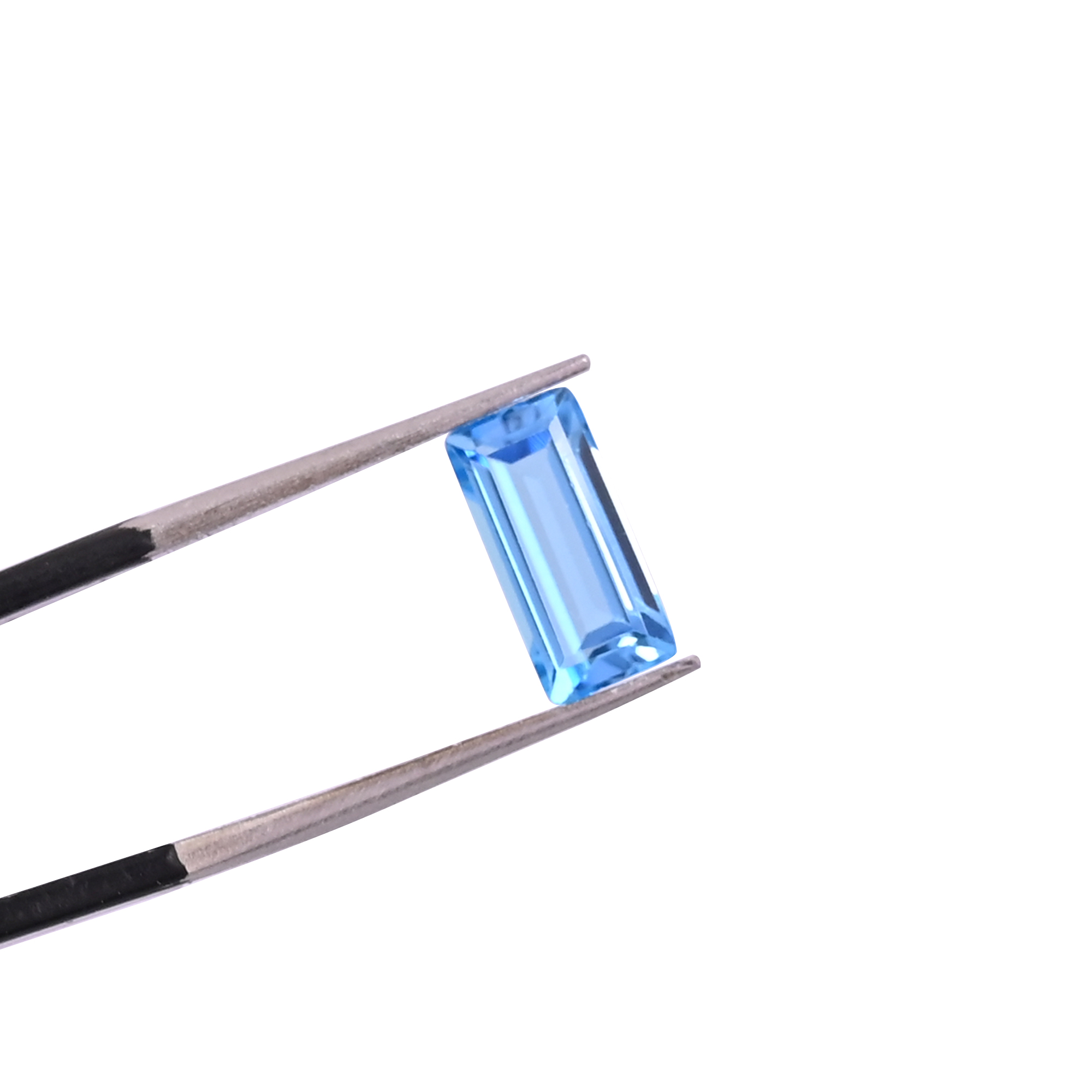 Natural Swiss Blue Topaz Loose Gemstone 18 Carat Rectangle 10x5 mm Flat-back Faceted for Jewelry Making 1 Pcs