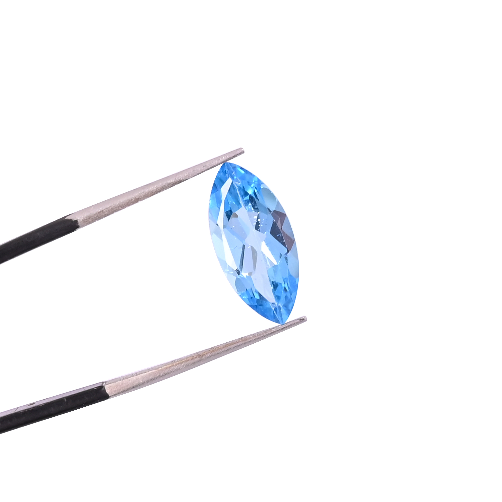Natural Swiss Blue Topaz Loose Gemstone 34 Carat Marquise 15x7 mm Flat-back Faceted for Jewelry Making  1 Pcs