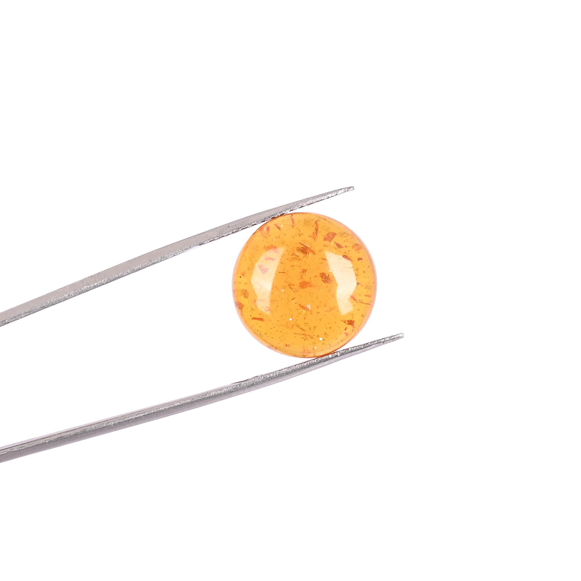 Natural Look Synthetic Amber Round Shape Cabochon Gemstone For Jewelry Making