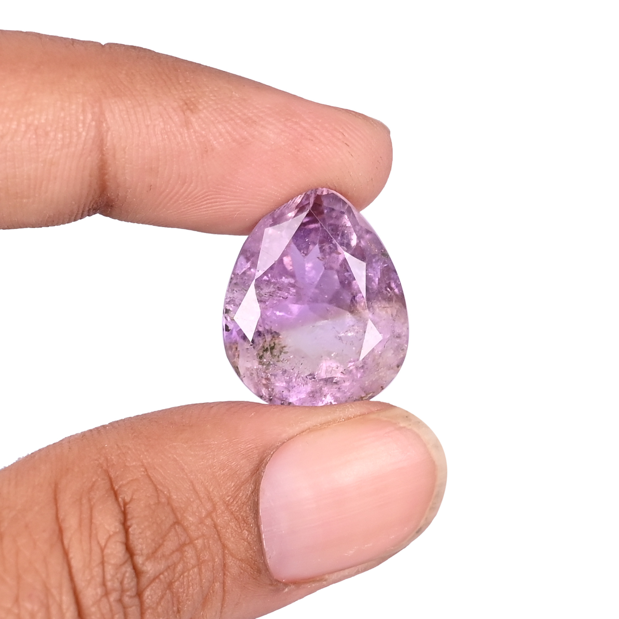 Natural Amethyst Loose Gemstone 173 Carat Pear 19x16 mm Flat-back Faceted for Jewelry Making 1 Pcs