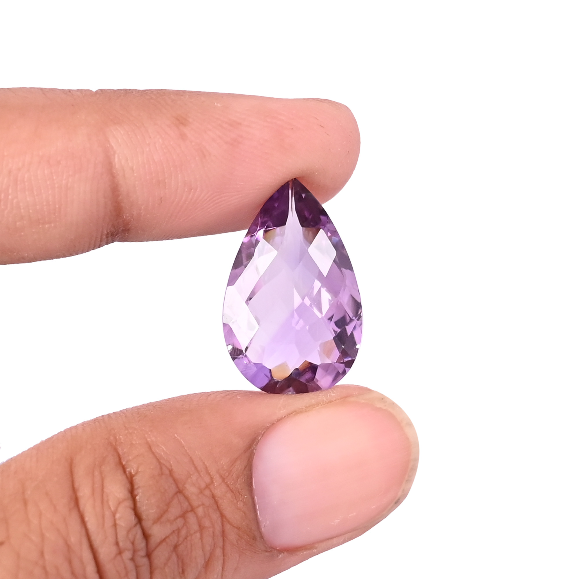 Natural Amethyst Loose Gemstone 10 Carat Pear 21x13 mm Flat-back Faceted for Jewelry Making 1 Pcs