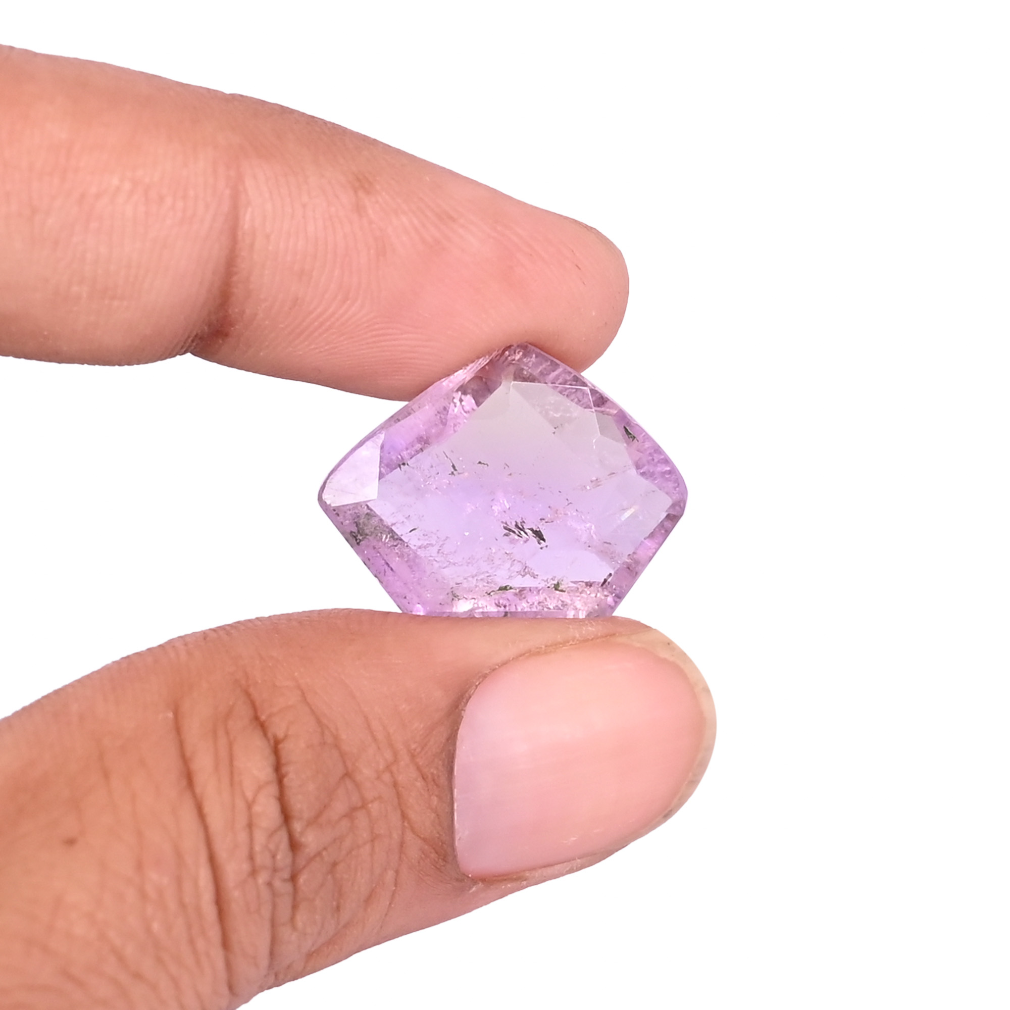 Natural Amethyst Loose Gemstone 139 Carat Irregular 21x16 mm Flat-back Faceted for Jewelry Making  1 Pcs