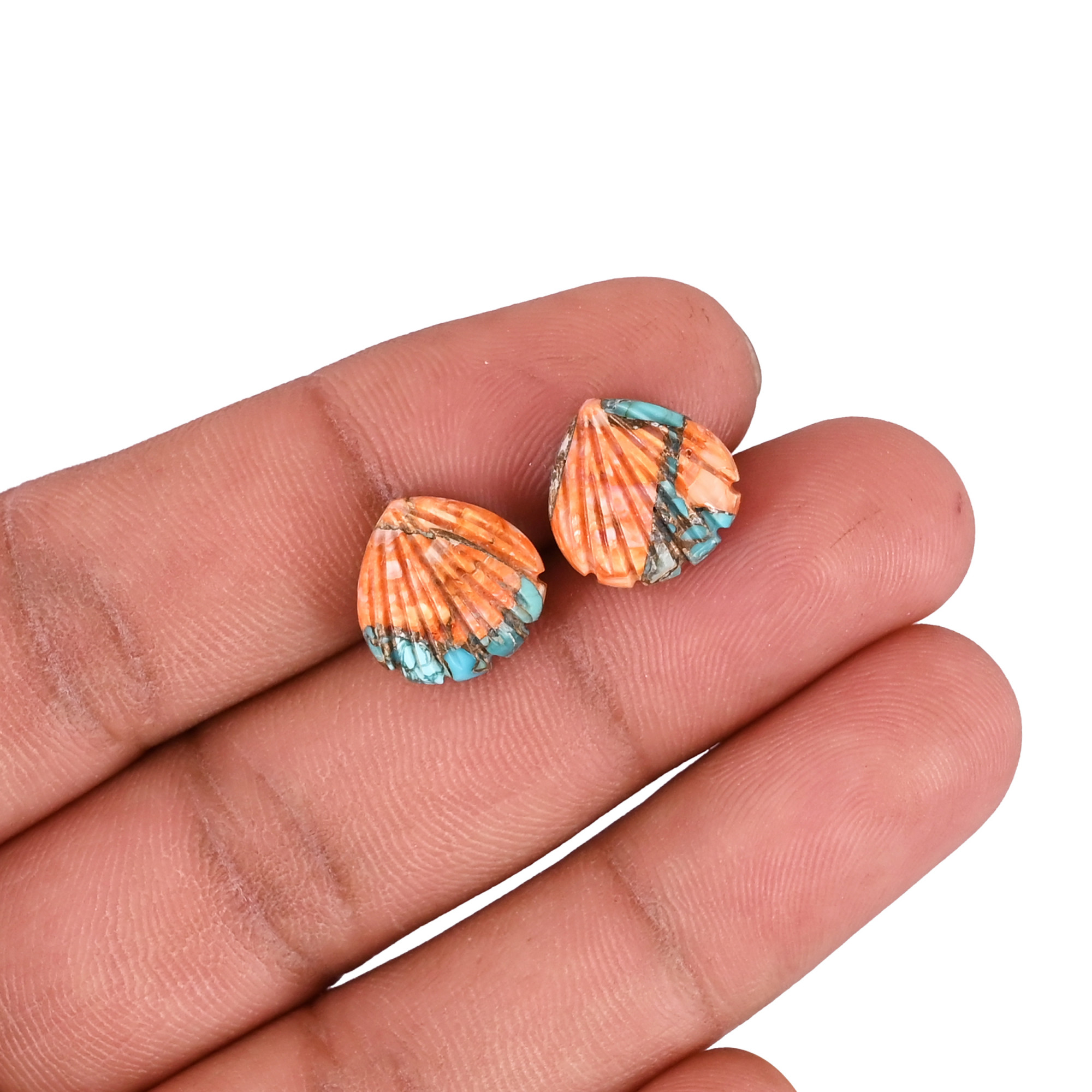 Natural Oyster 12X12MM Heart Shape 11Cts 2Pcs Gemstone Lot For Making Jewelry
