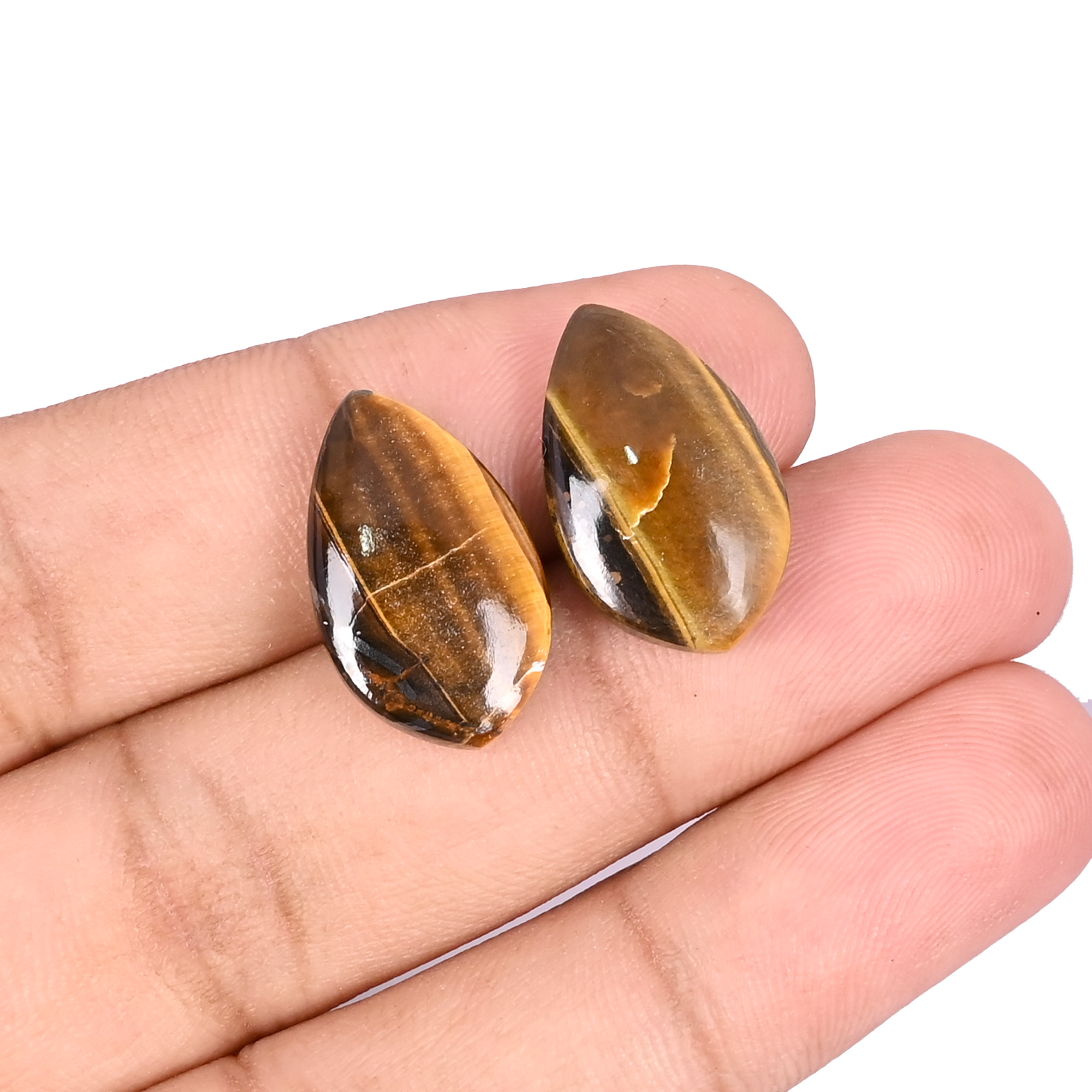 Natural Tiger Eye Loose Gemstone 195 Carat Pear 20x12 mm Flat-back Cabochon for Jewelry Making 1 Pcs