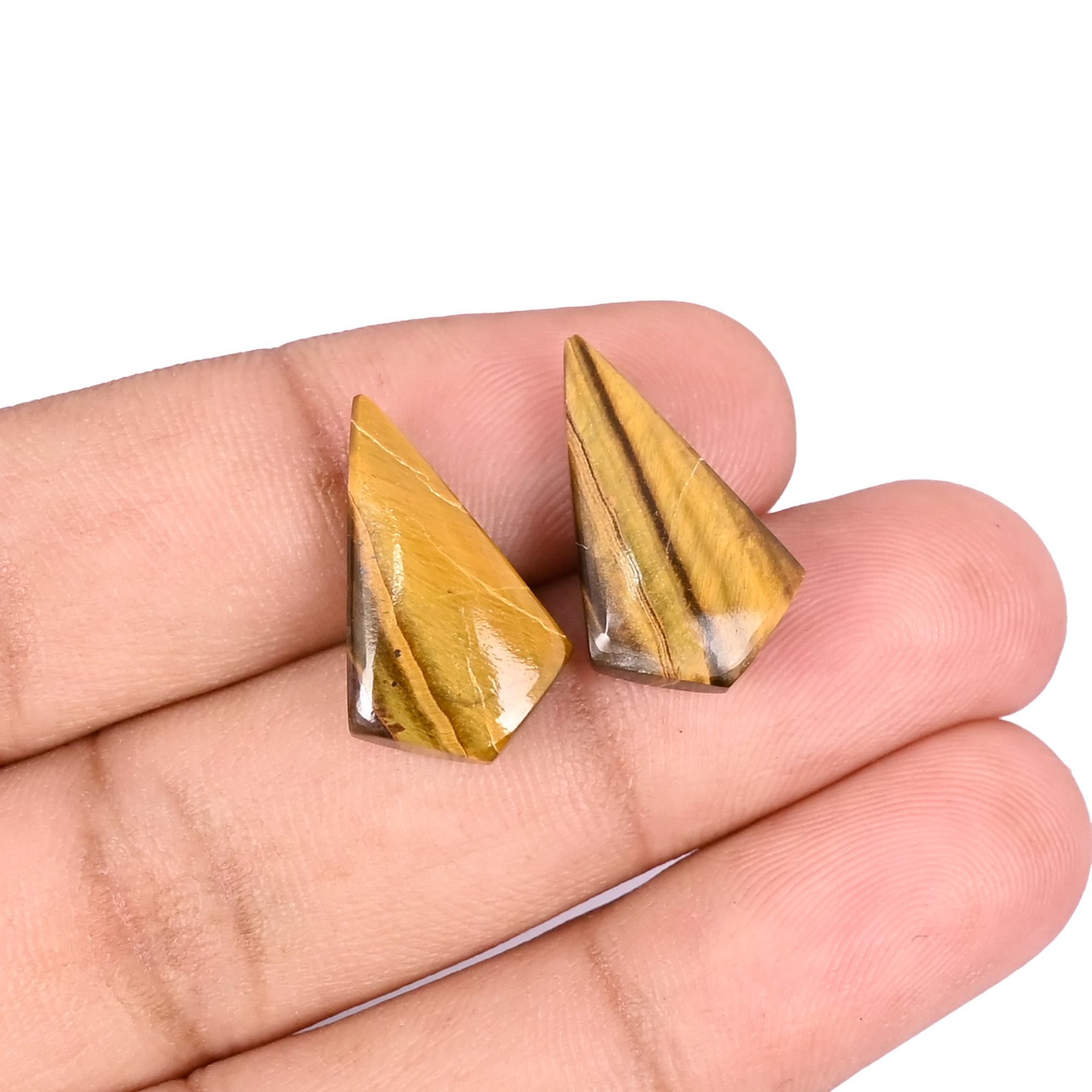 Natural Tiger Eye Loose Gemstone 146 Carat Fancy 20x12 mm Flat-back Cabochon for Jewelry Making  1 Pcs
